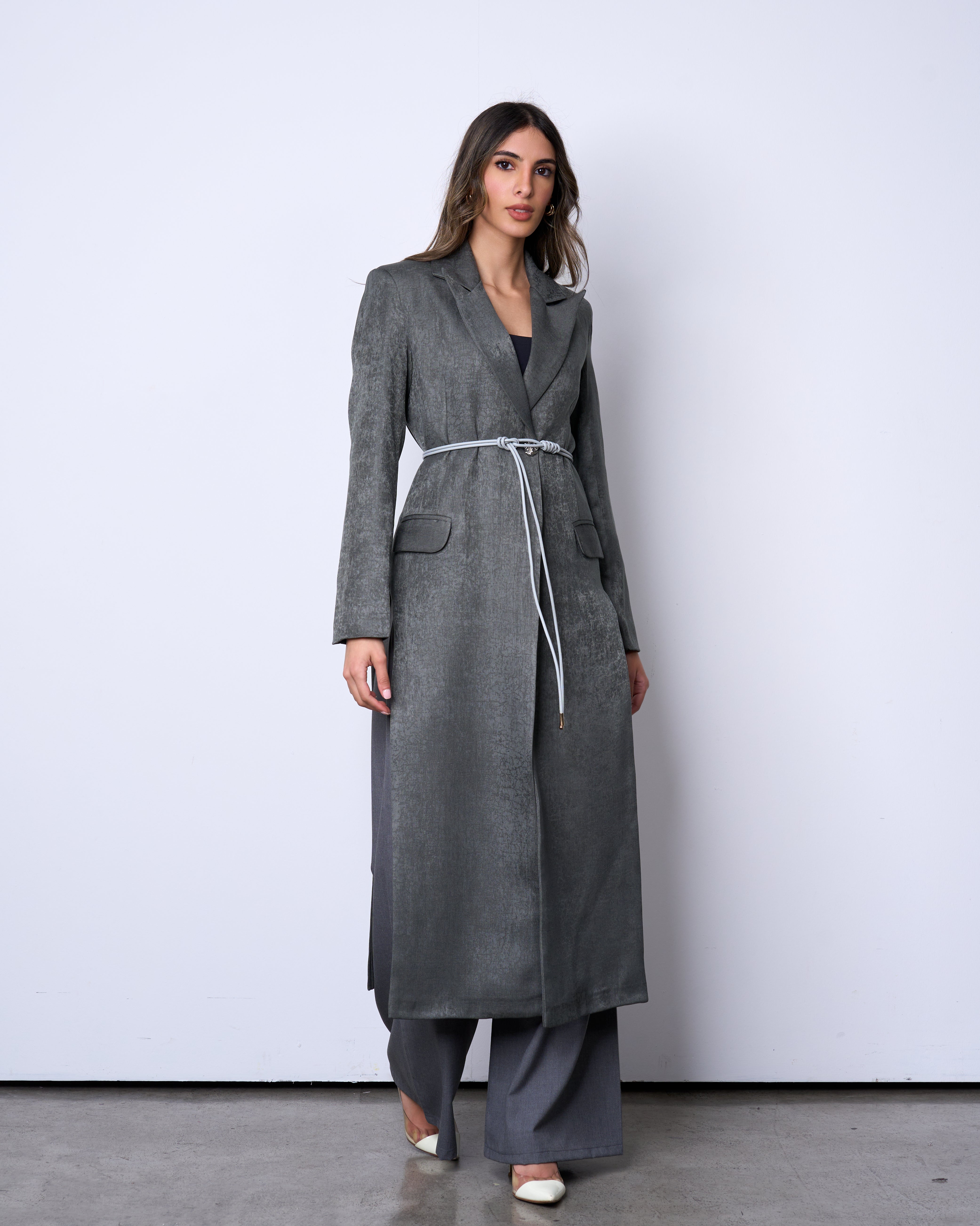 Charcoal Grey Long Blazer