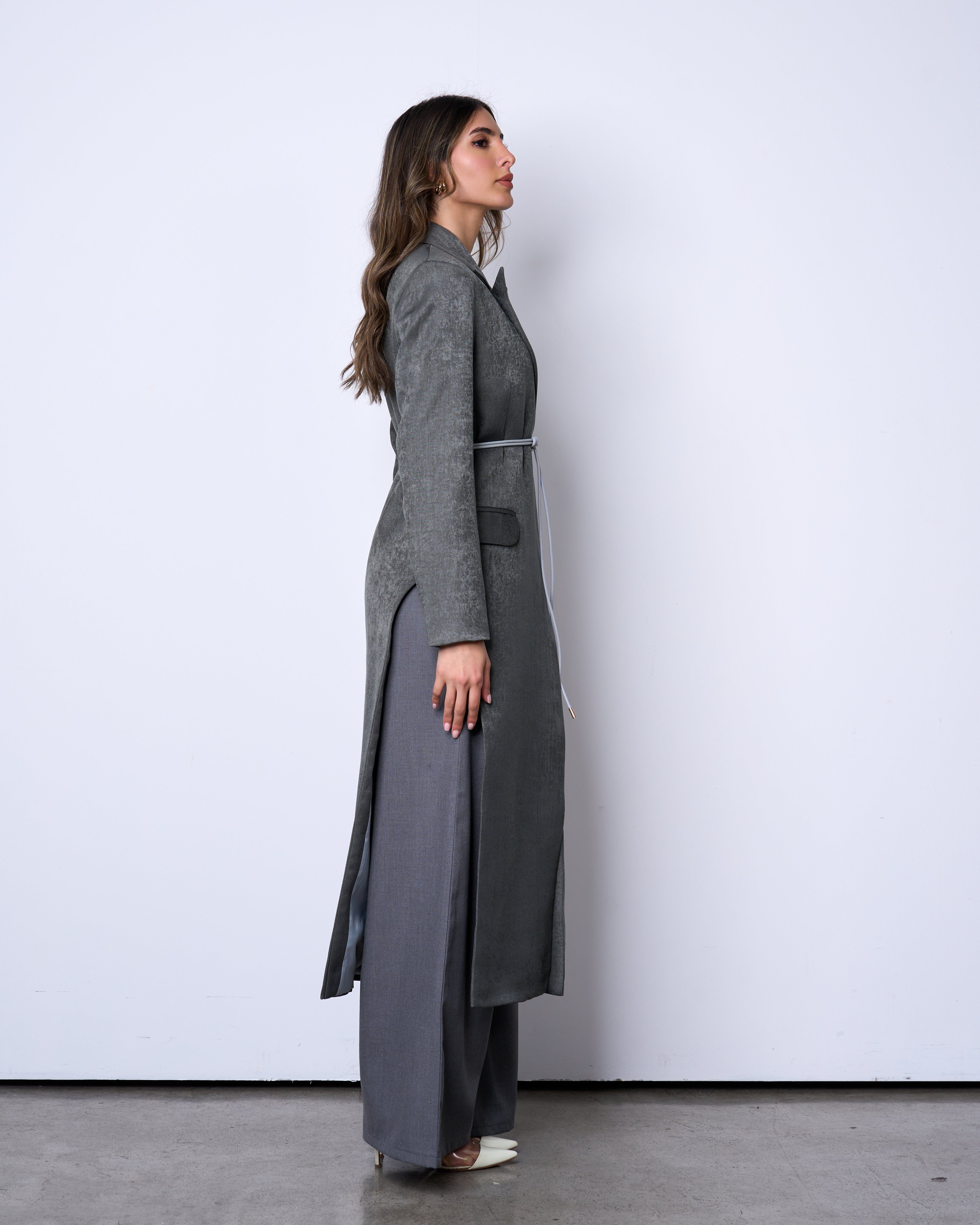 Charcoal Grey Long Blazer