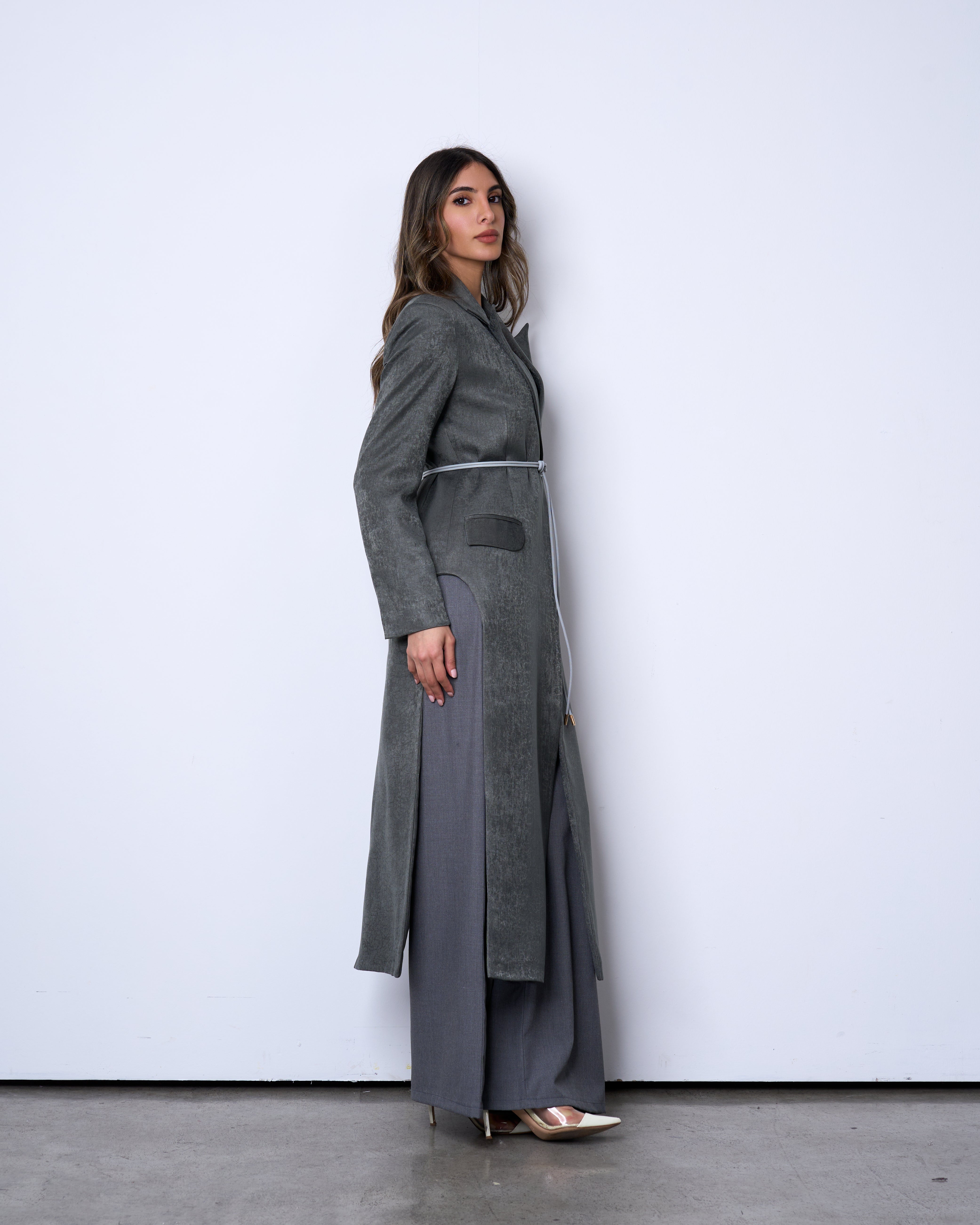Charcoal Grey Long Blazer