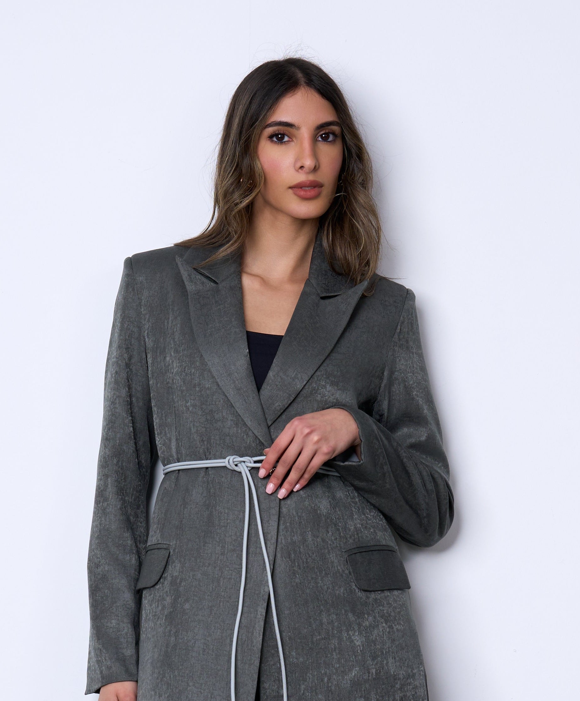 Charcoal Grey Long Blazer