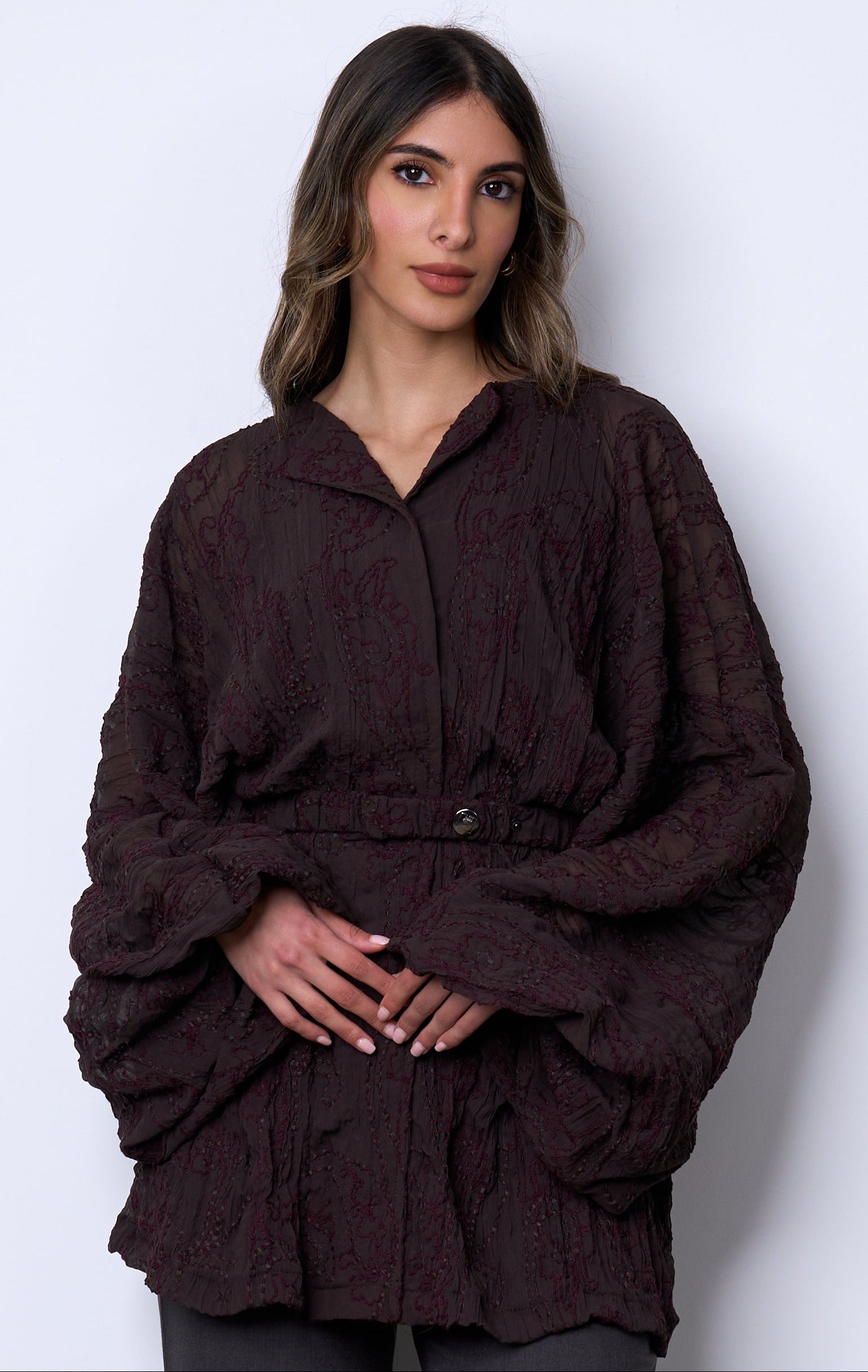 Crinkled Belted Top
