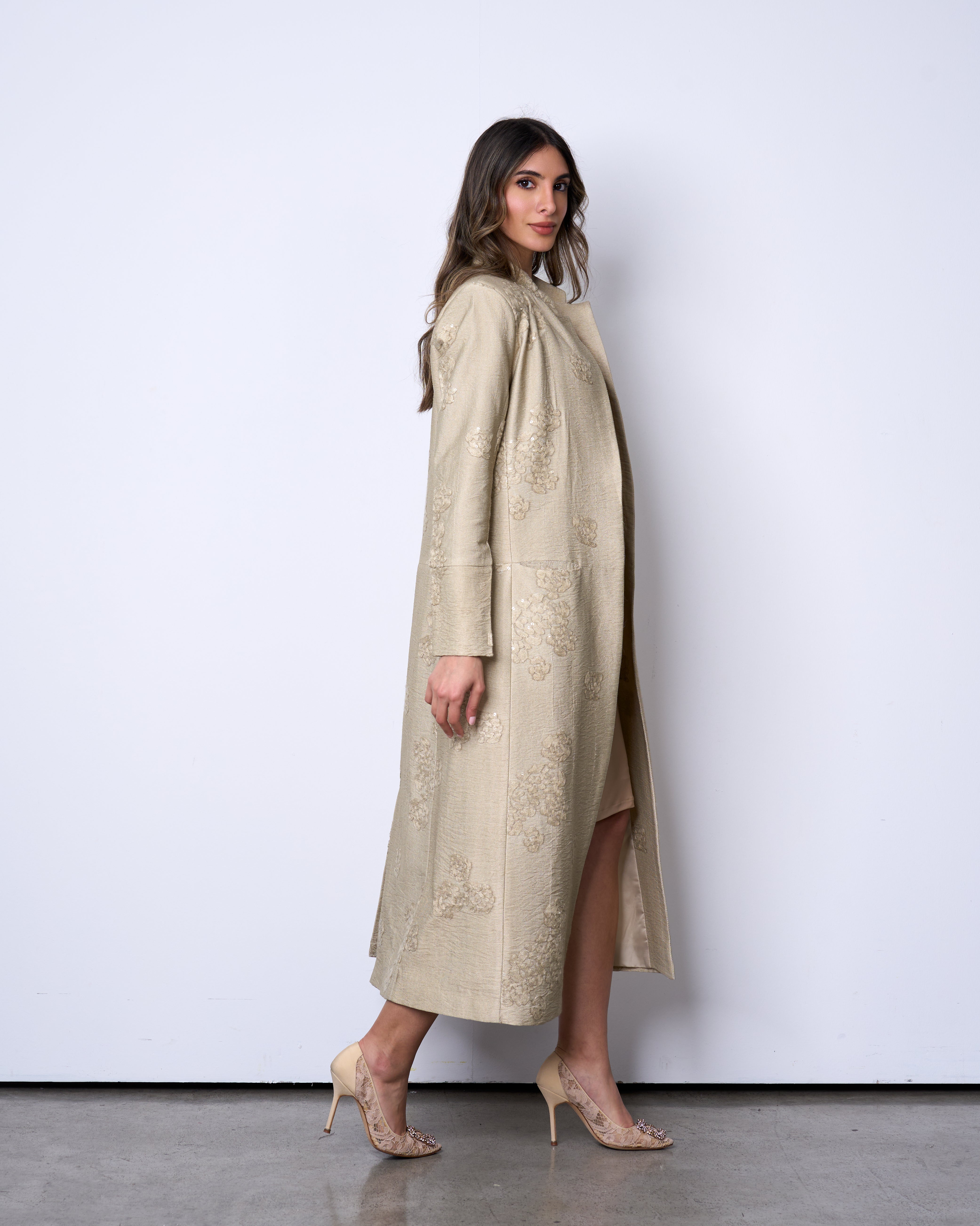 Floral Applique Beige jacket