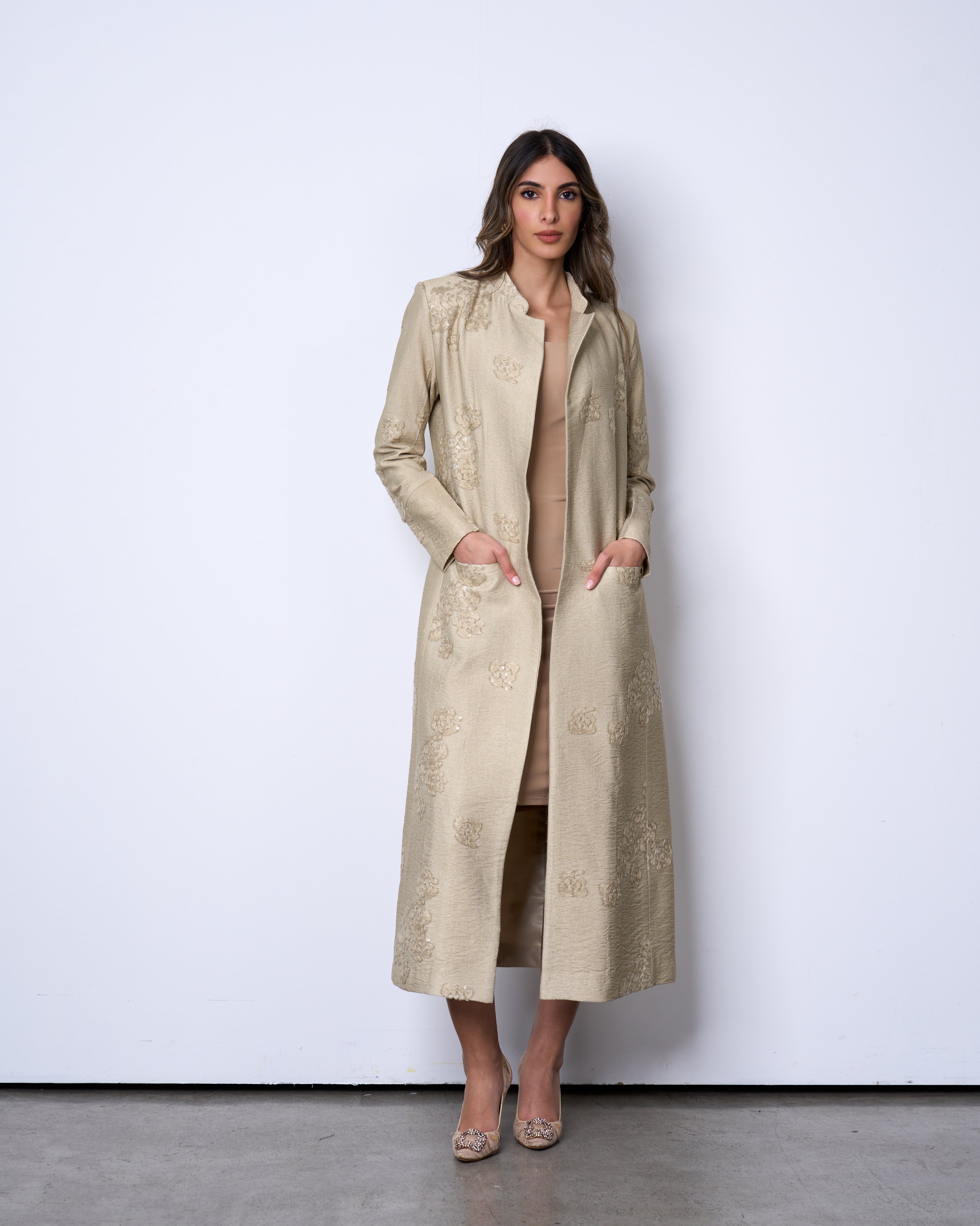 Floral Applique Beige jacket