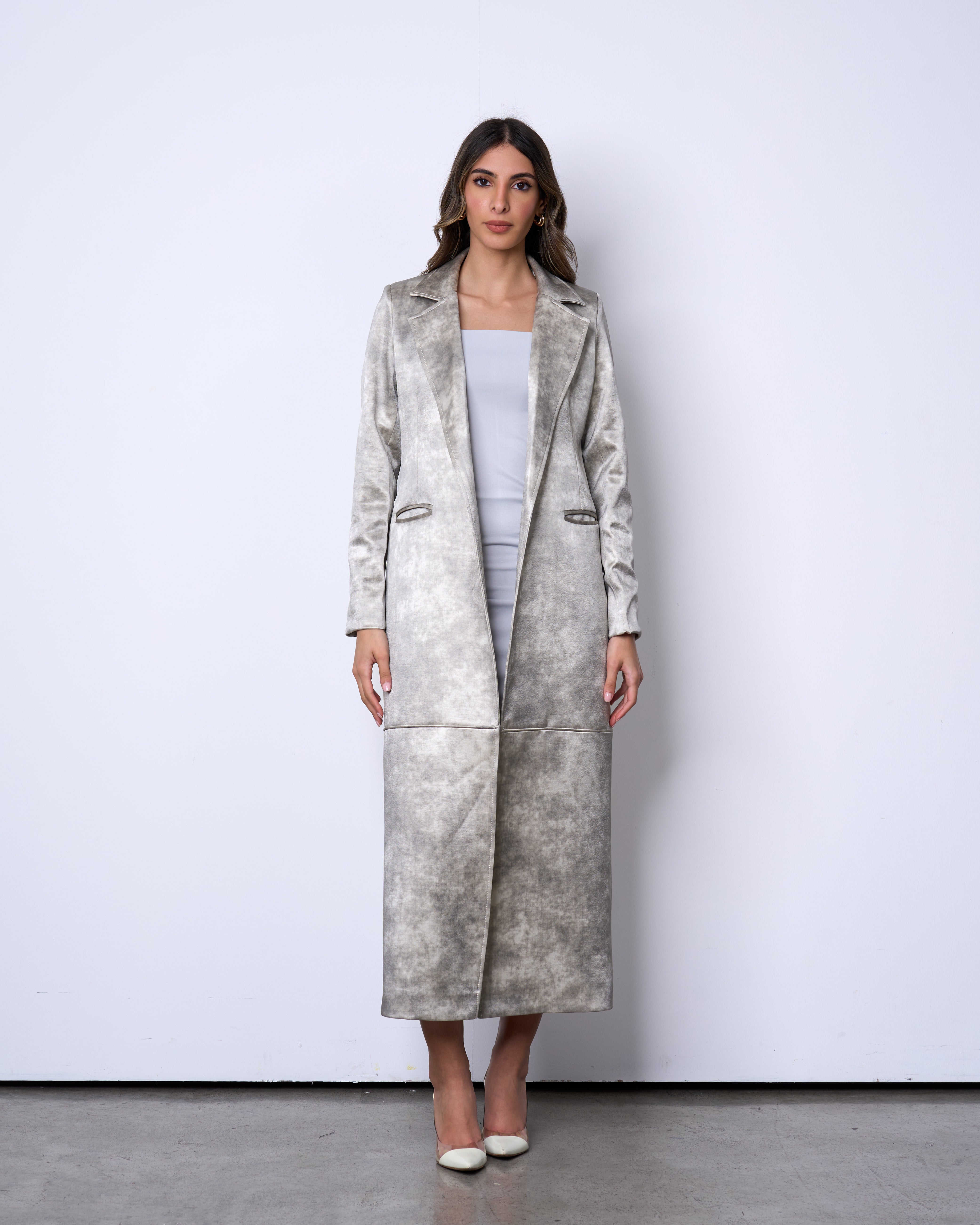Pearl Grey Long Blazer