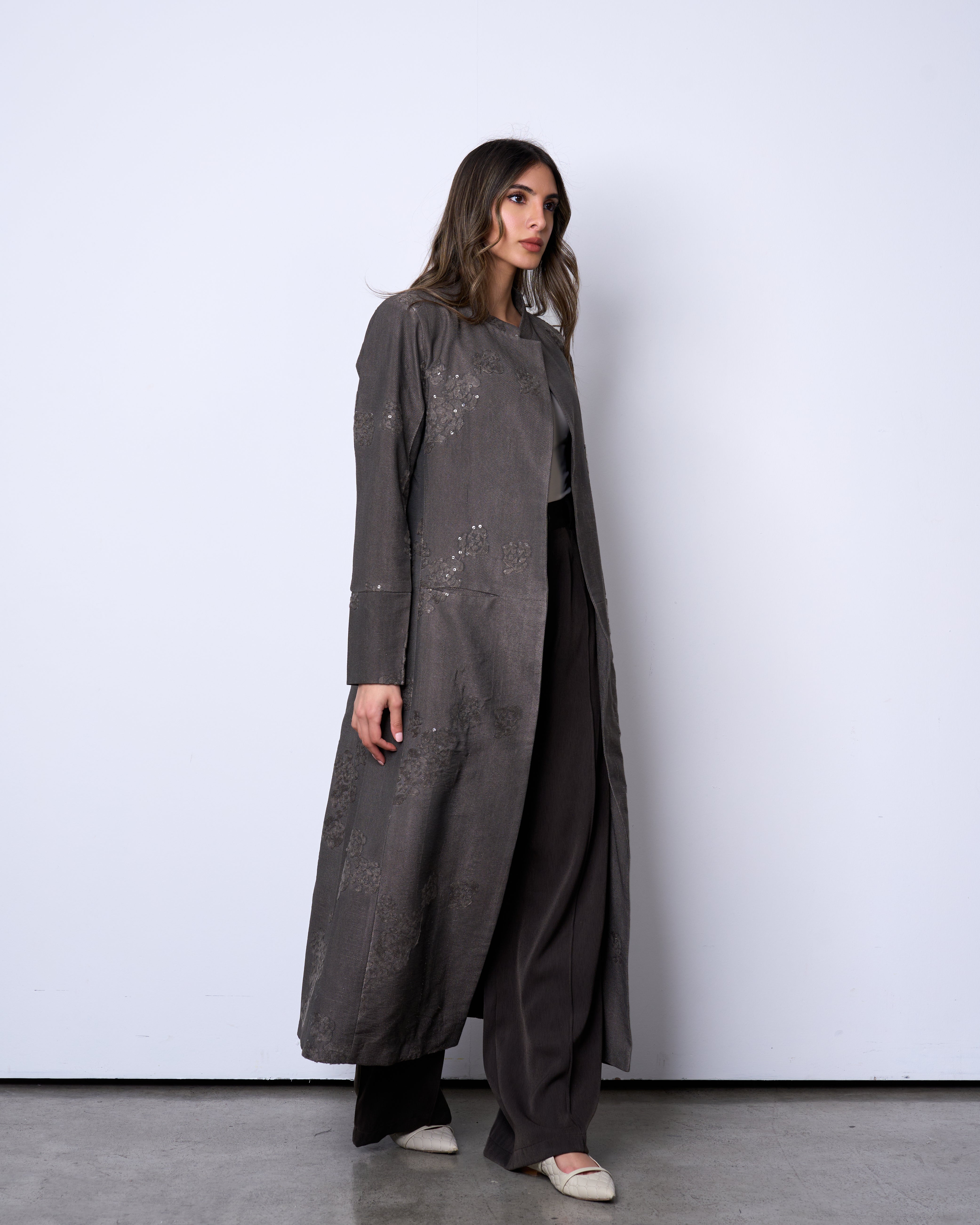 Floral Applique charcoal jacket