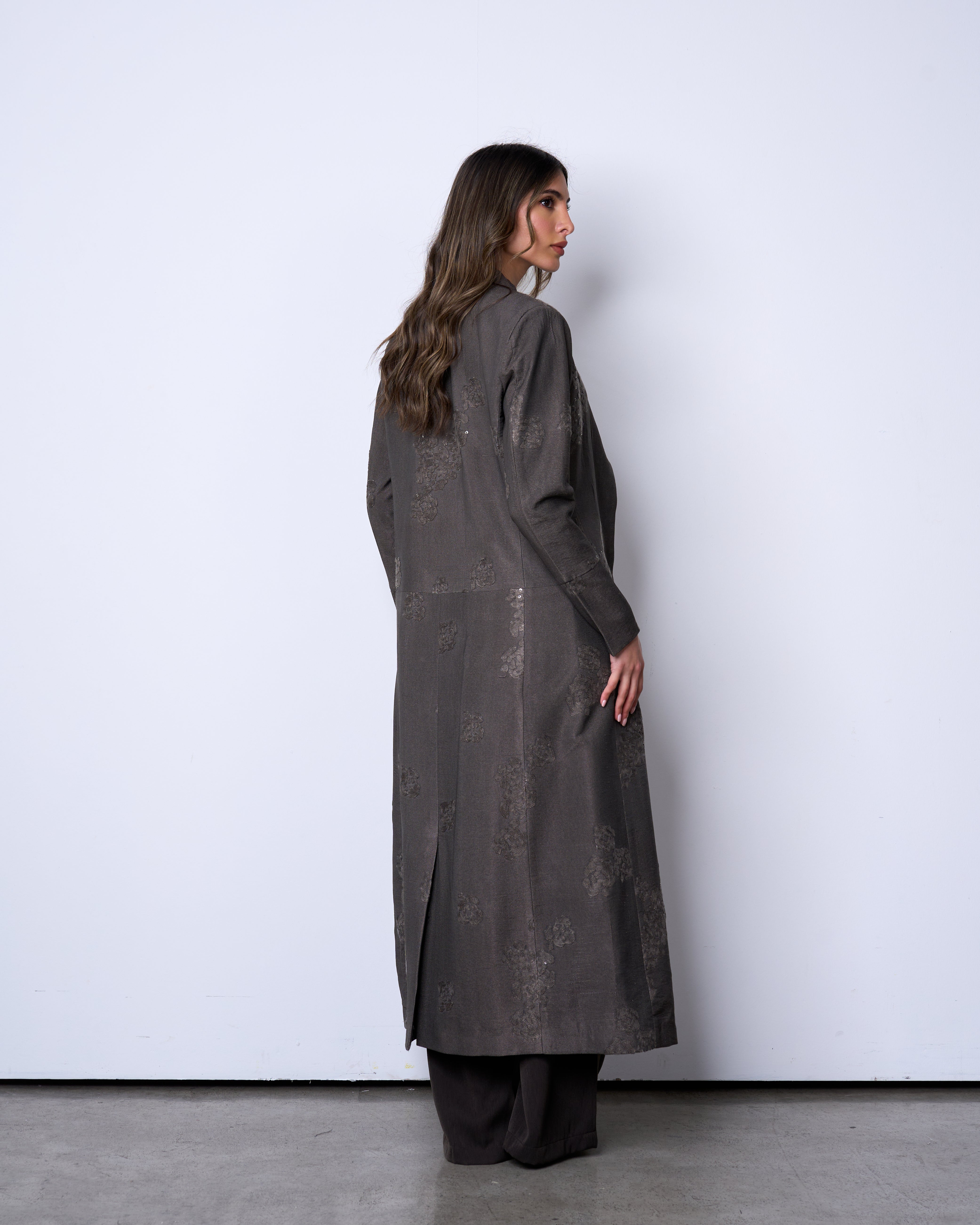 Floral Applique charcoal jacket