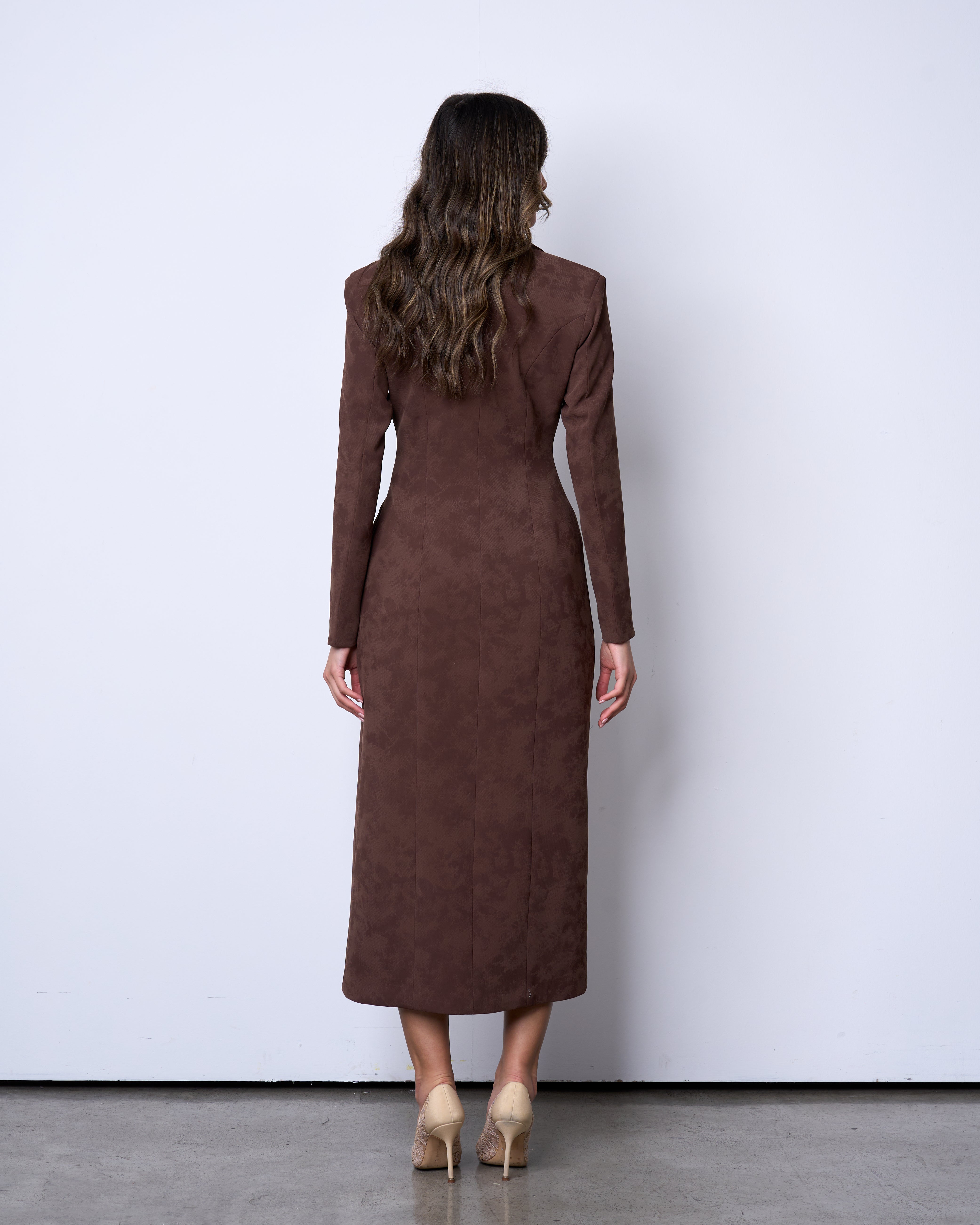Chocolate Textured long Blazer