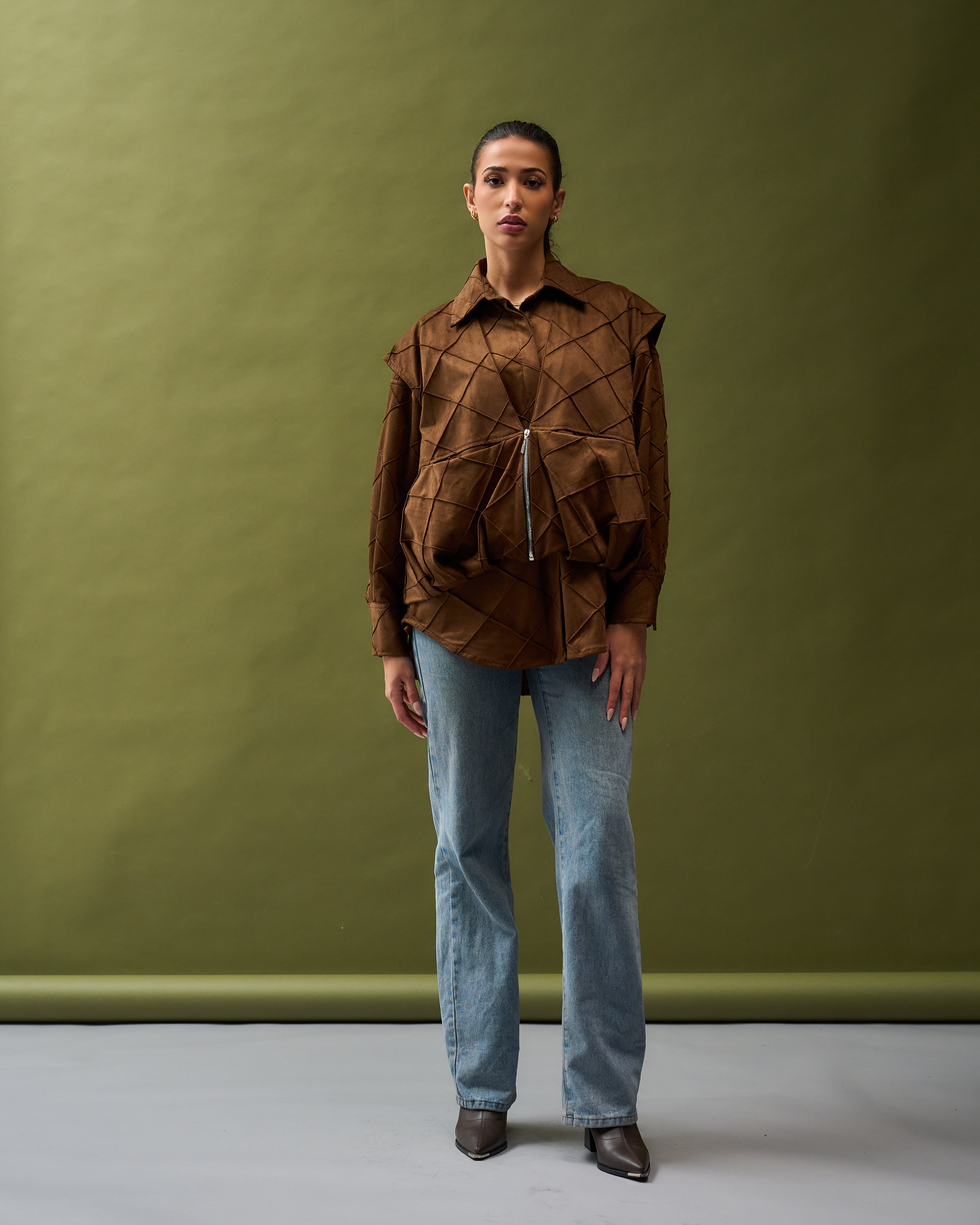 brown suede top & vest