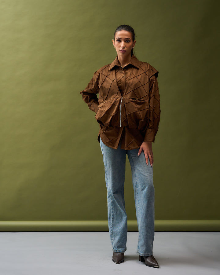 brown suede top & vest