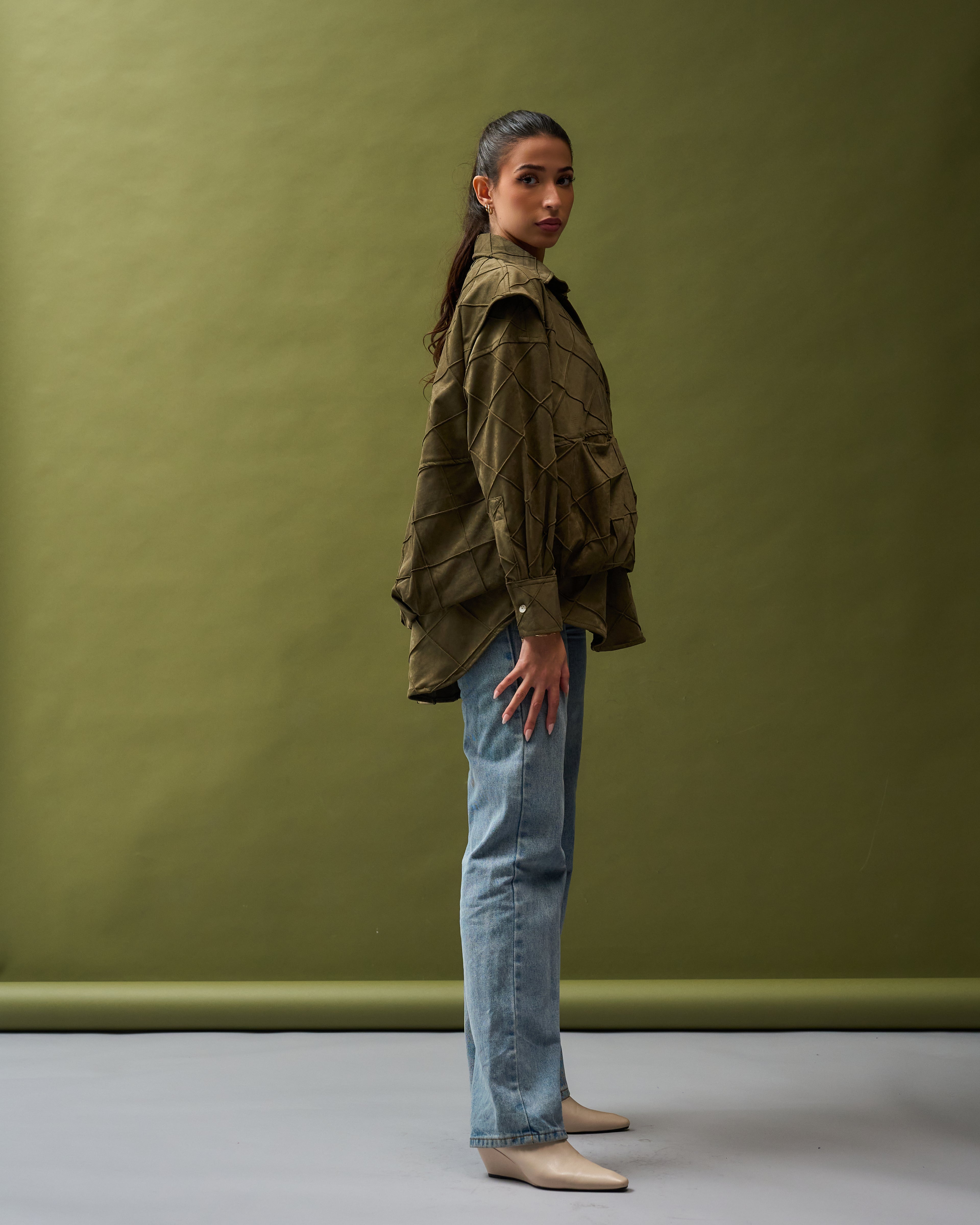 Olive suede top & vest