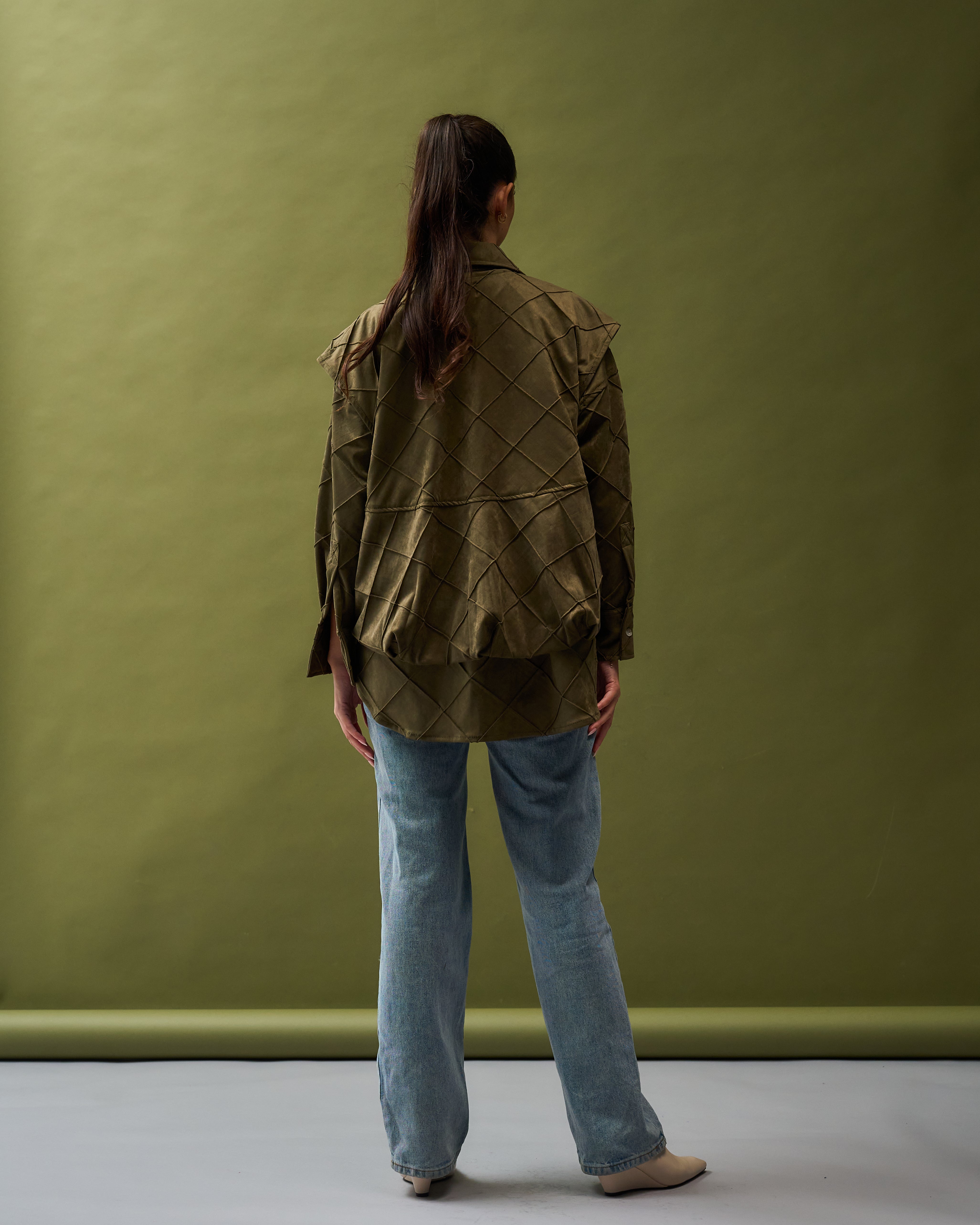 Olive suede top & vest