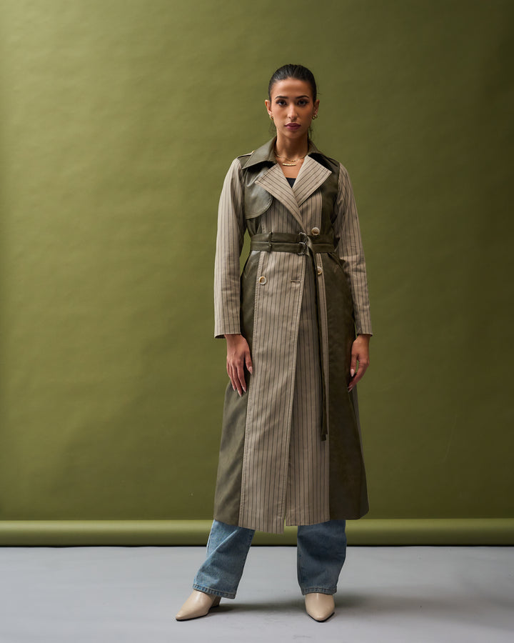 Belted Two Tone trench