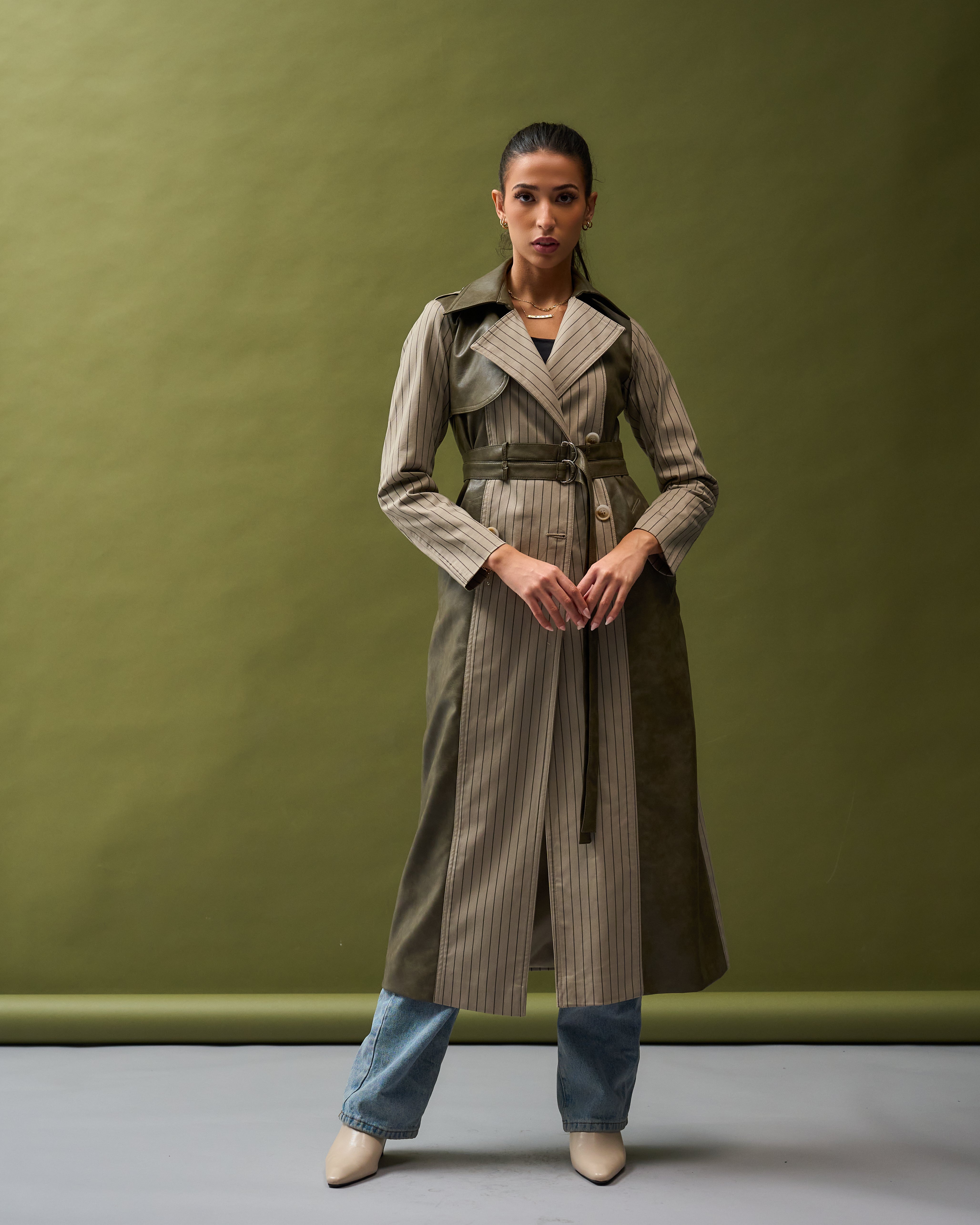 Belted Two Tone trench