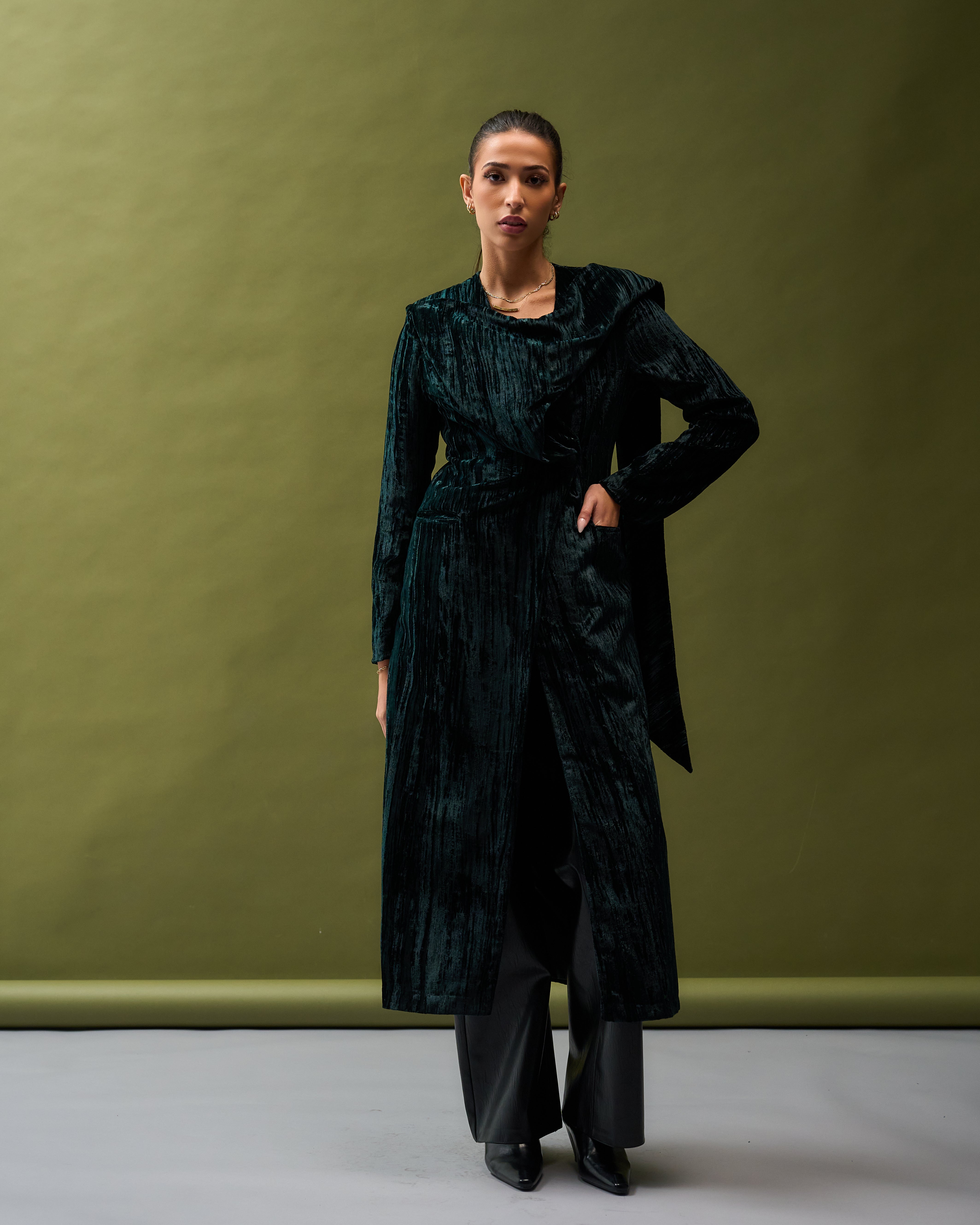 Deep Green Velvet Blazer