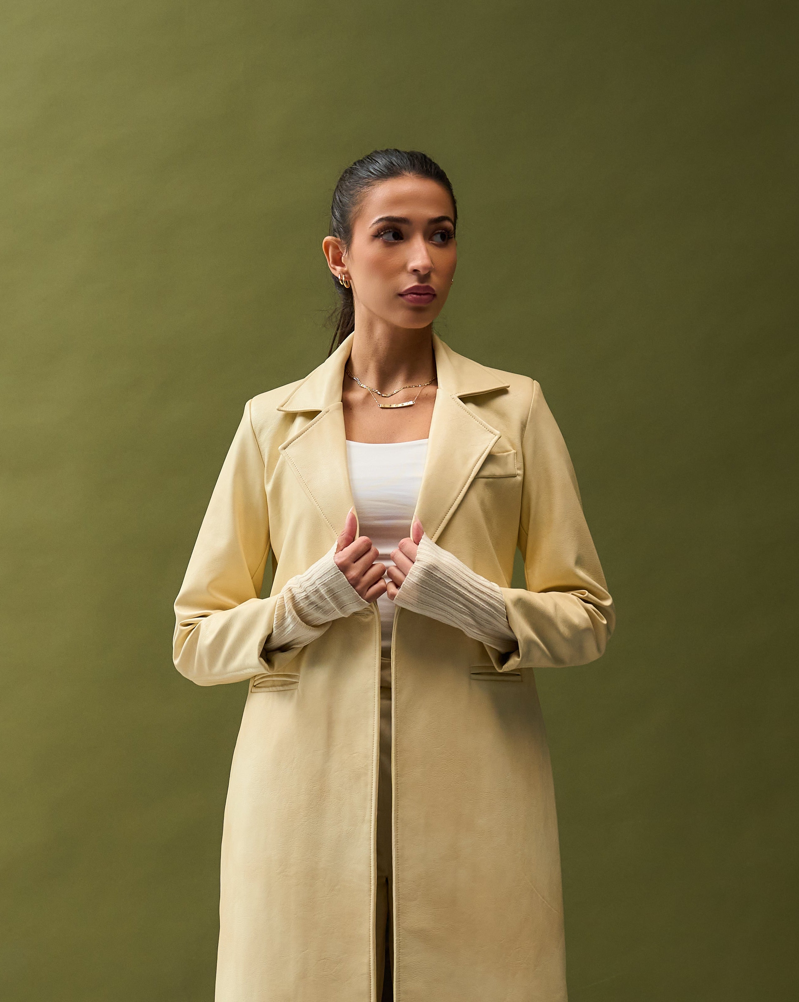 Butter Yellow Leather blazer