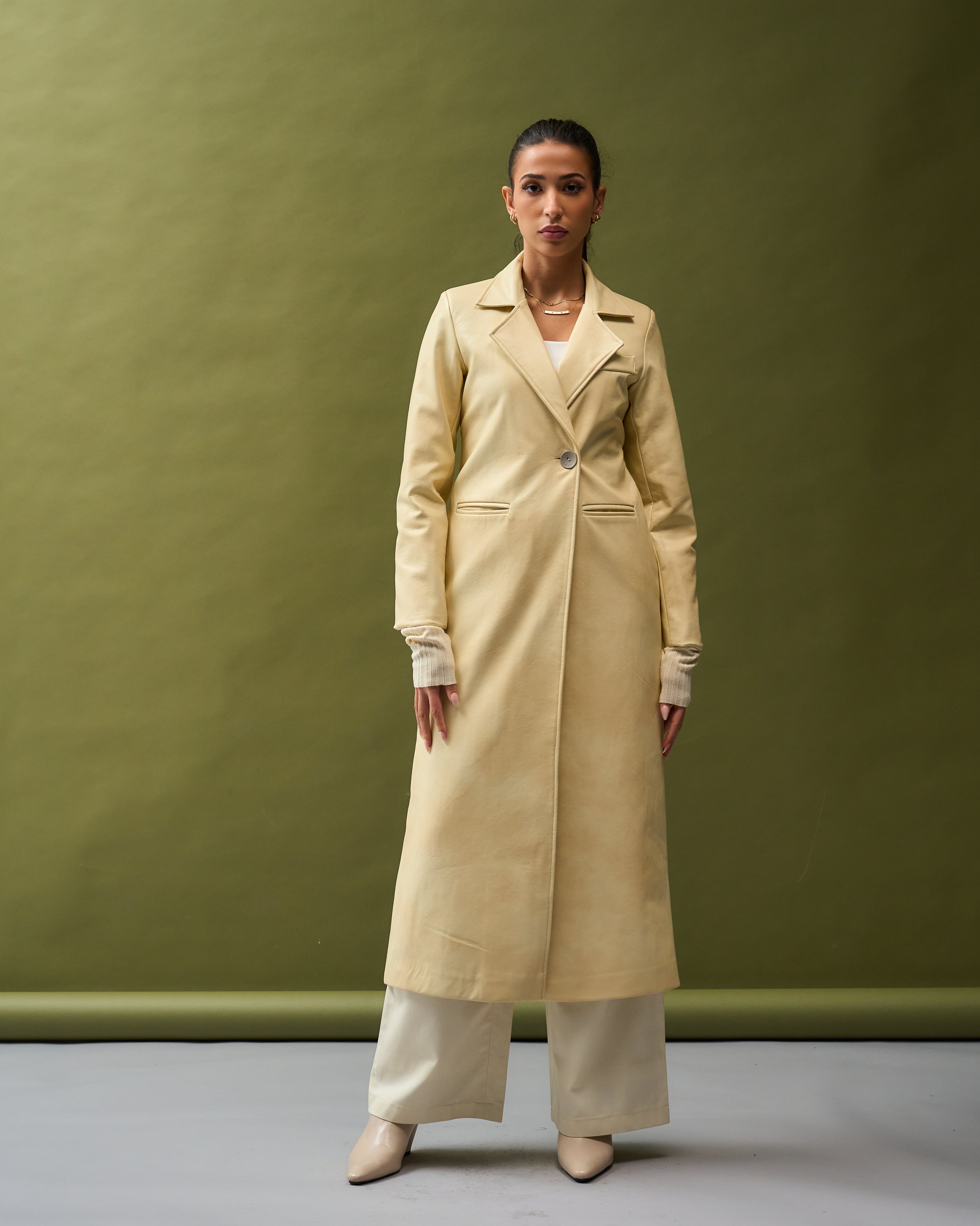 Butter Yellow Leather blazer