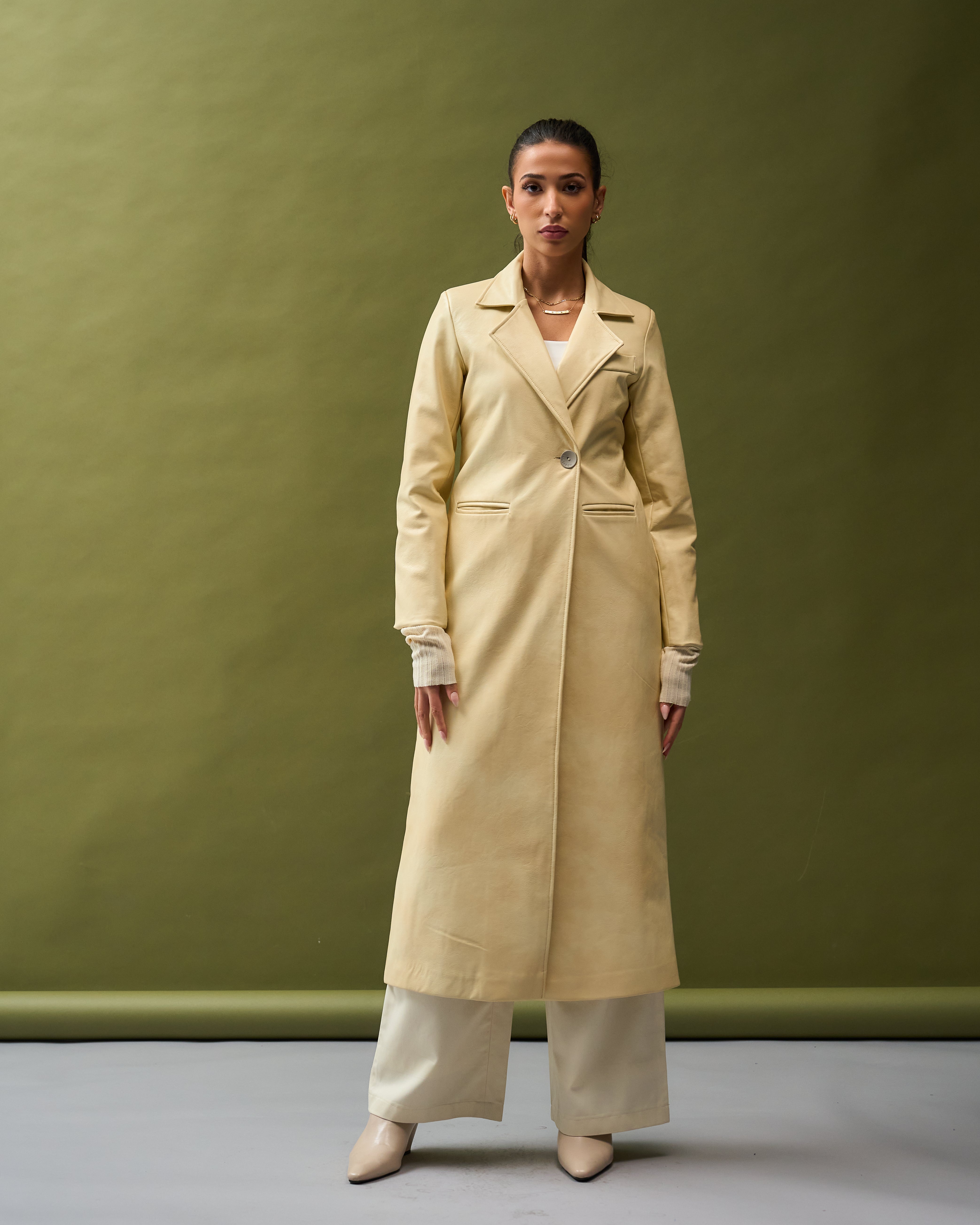 Butter Yellow Leather blazer