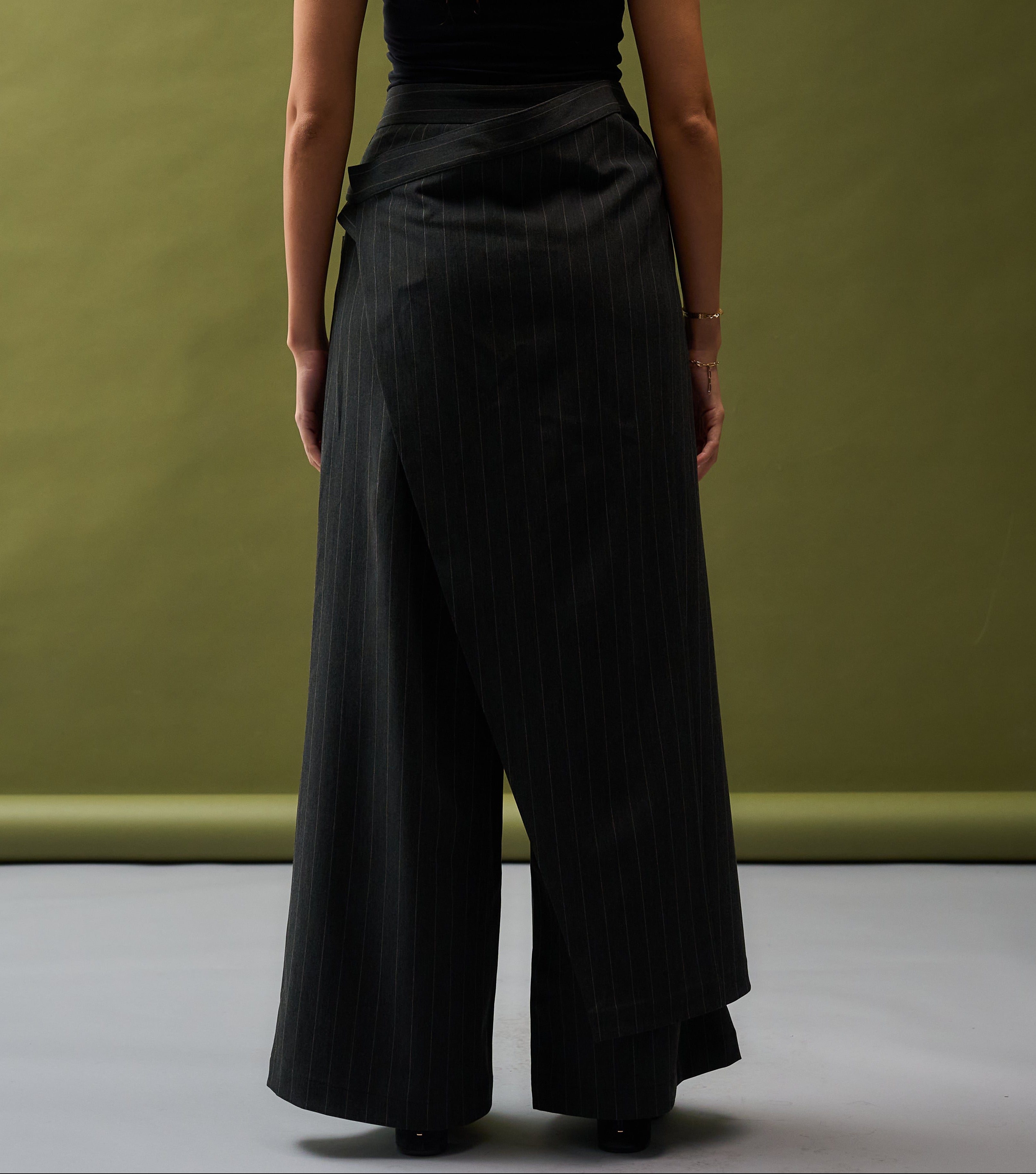 Wrap Pinstripe Pants