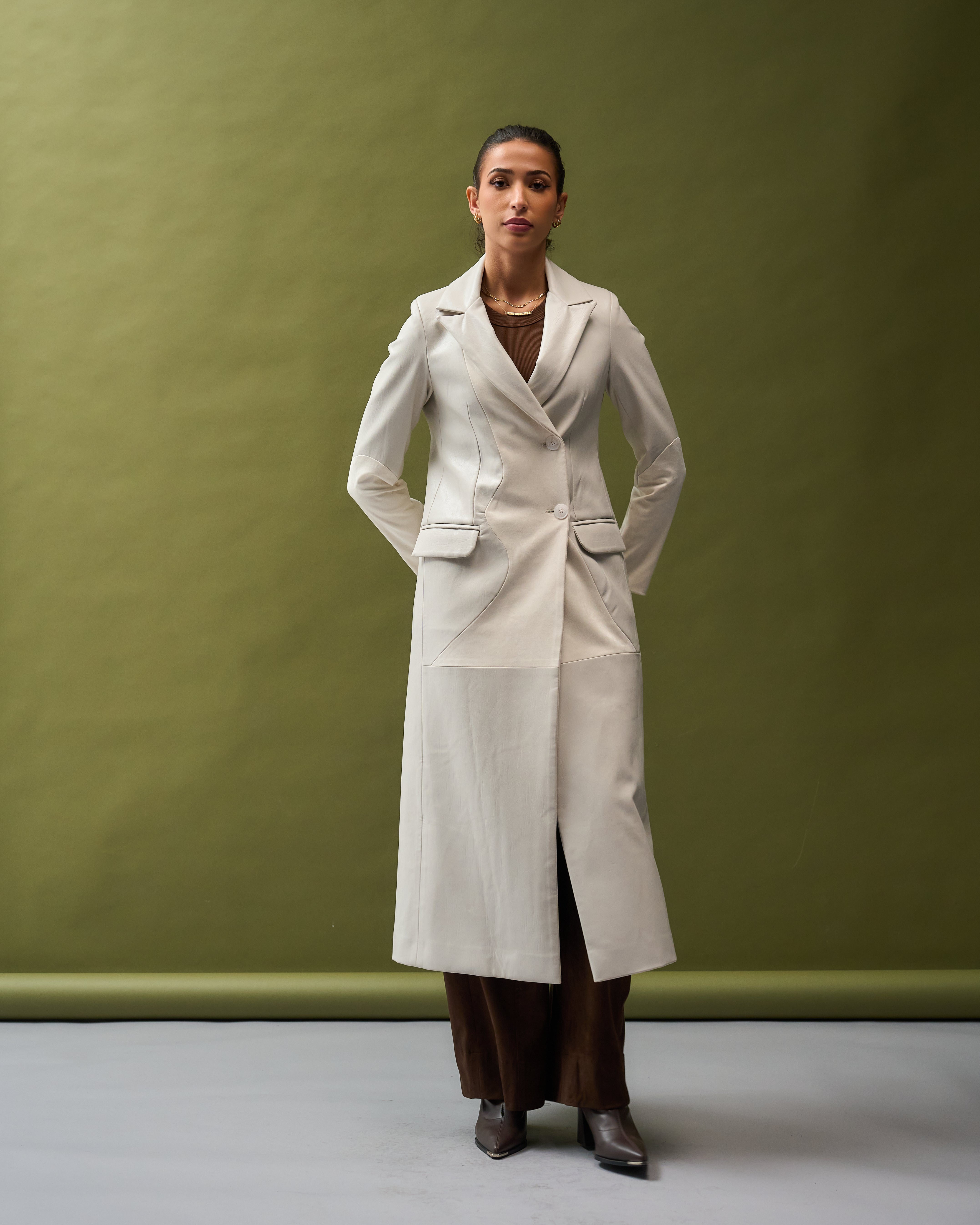 Vanilla leather blazer