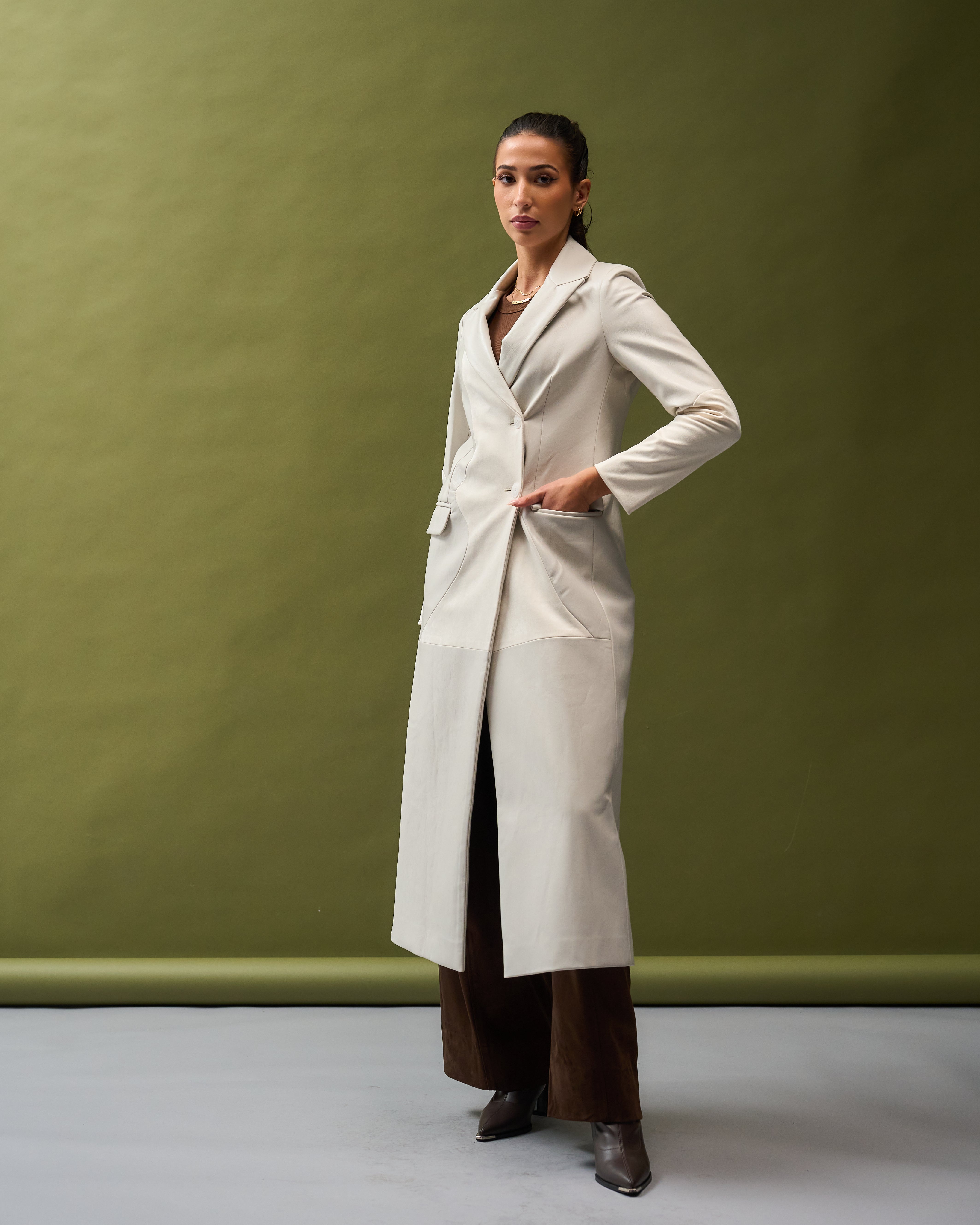 Vanilla leather blazer