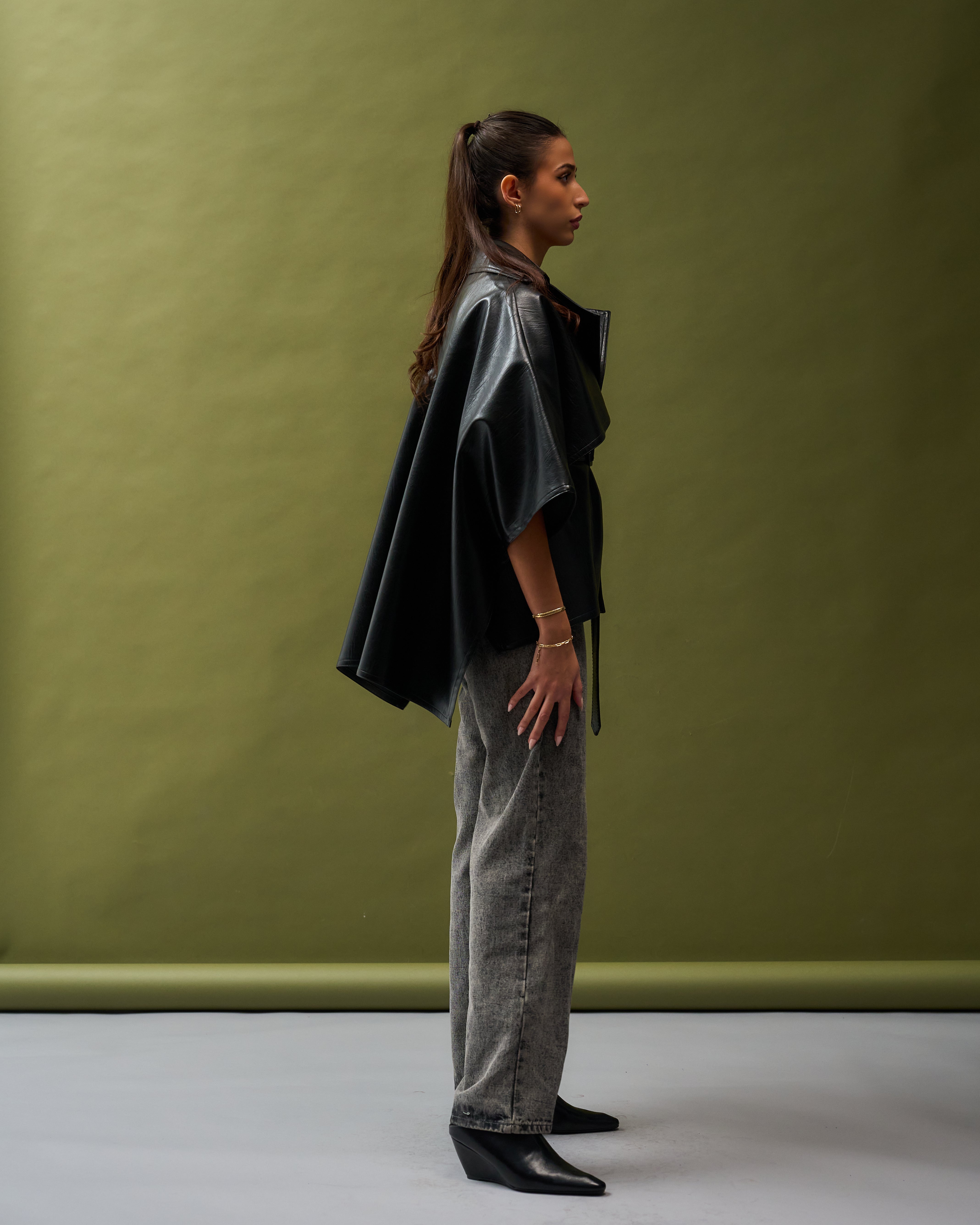 Belted Leather Cape