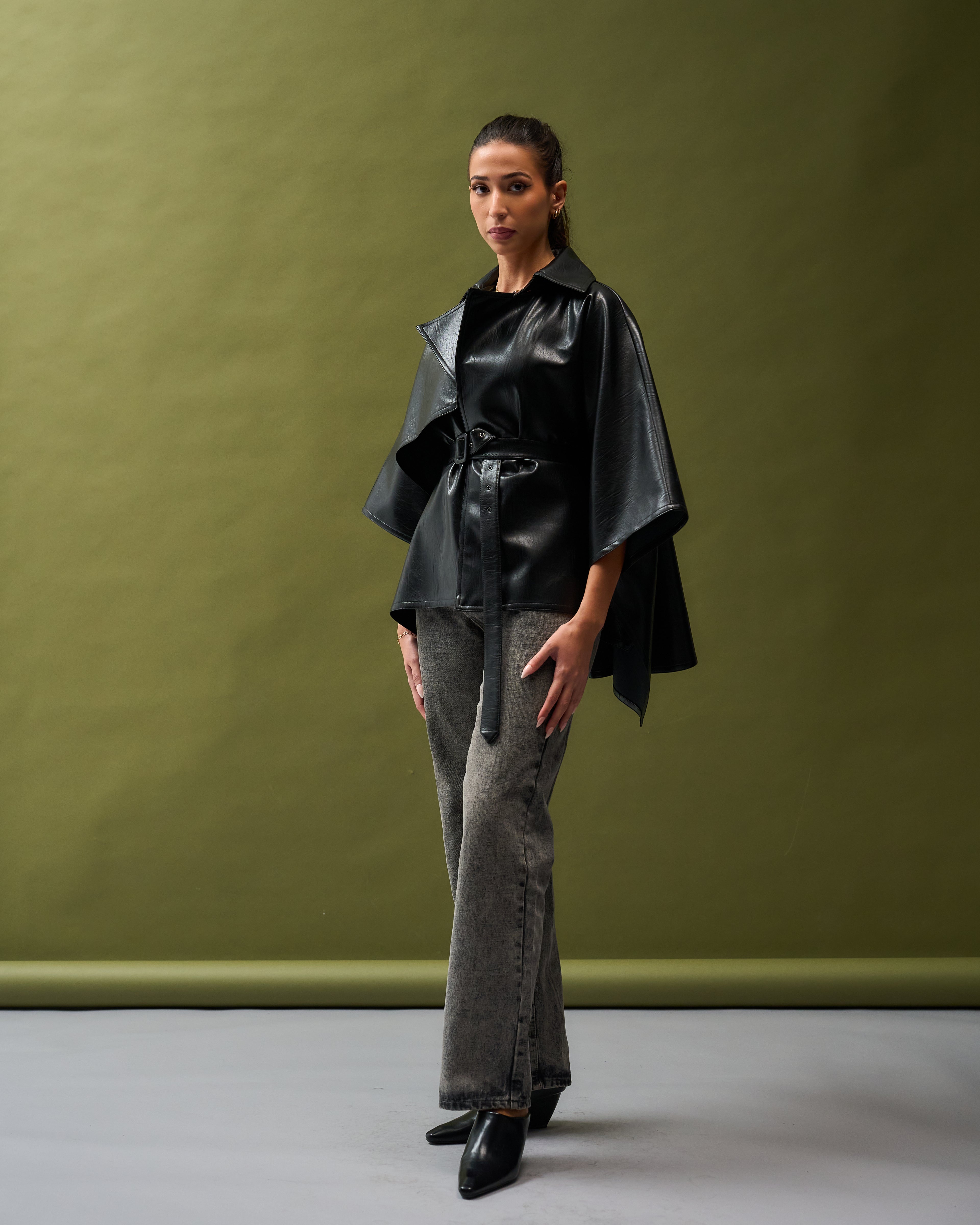 Belted Leather Cape