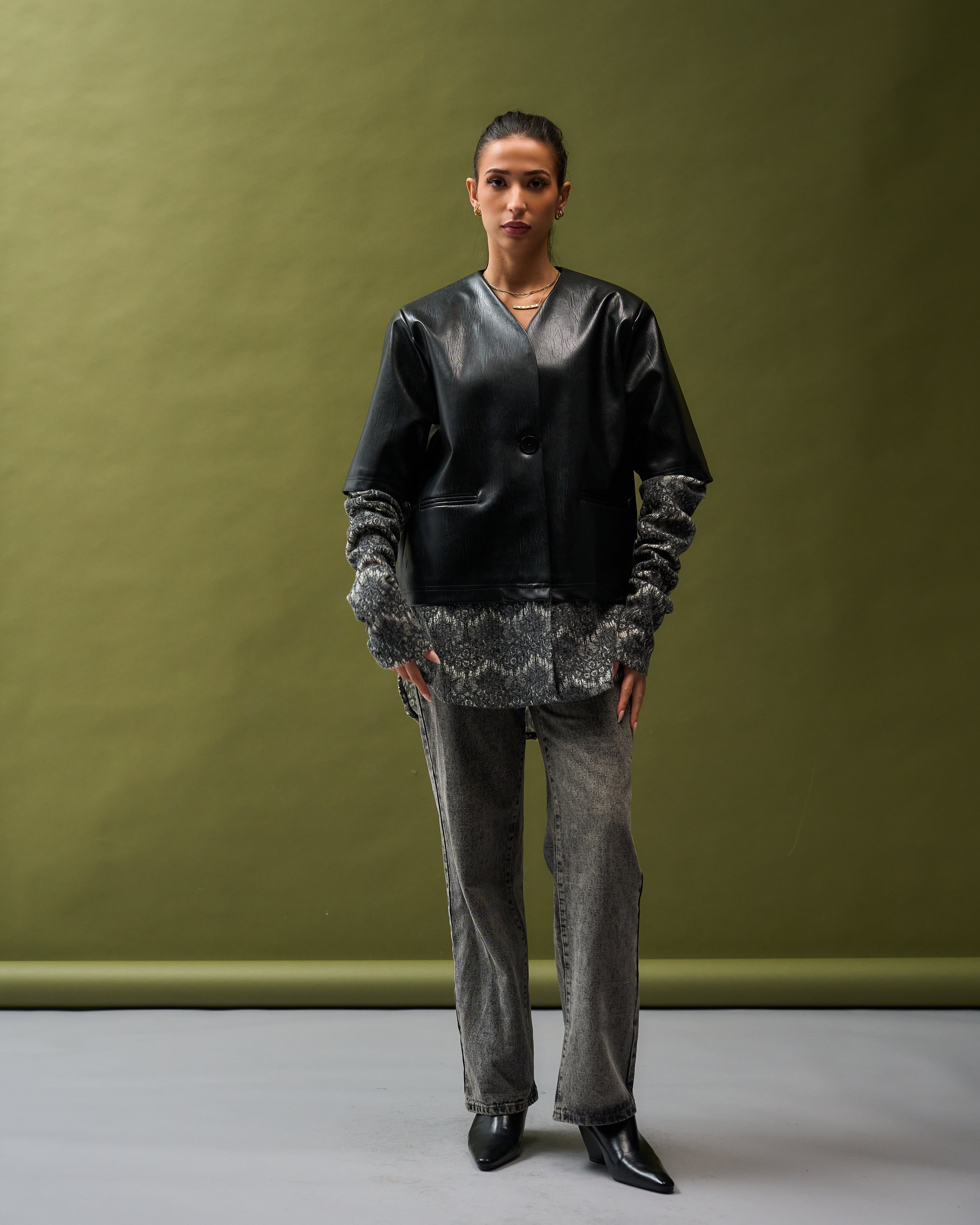 Leather X Lace jacket