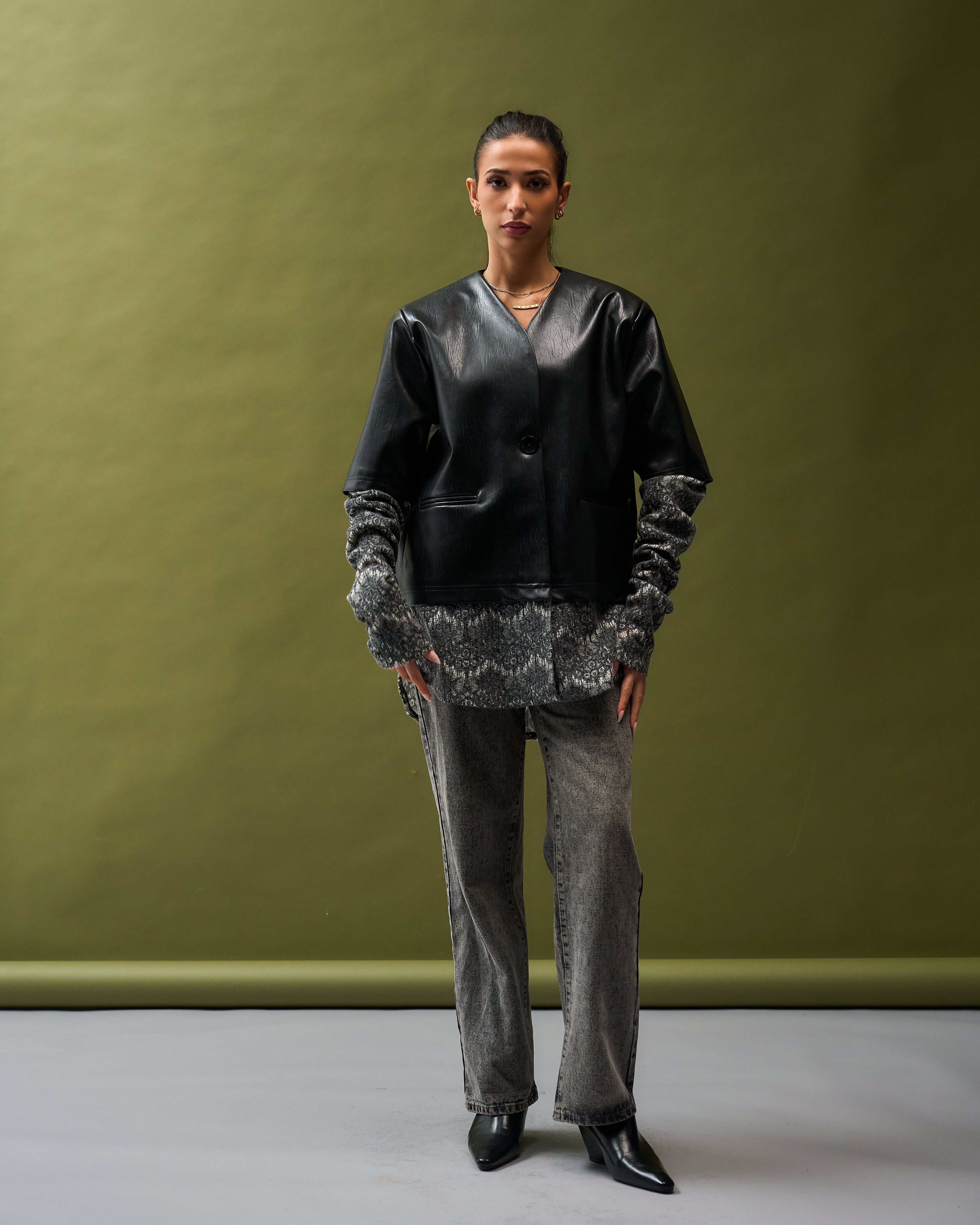 Leather X Lace jacket