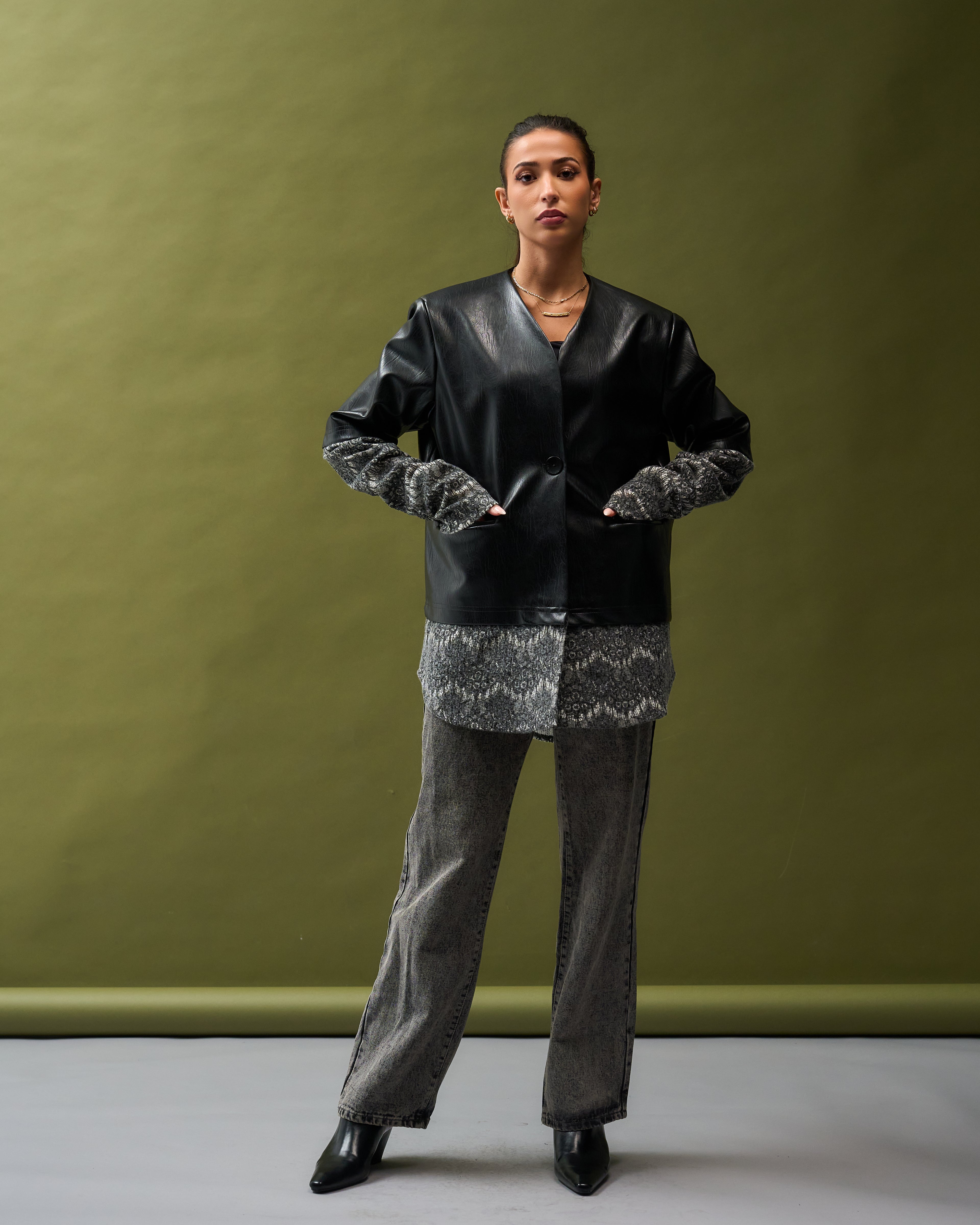 Leather X Lace jacket