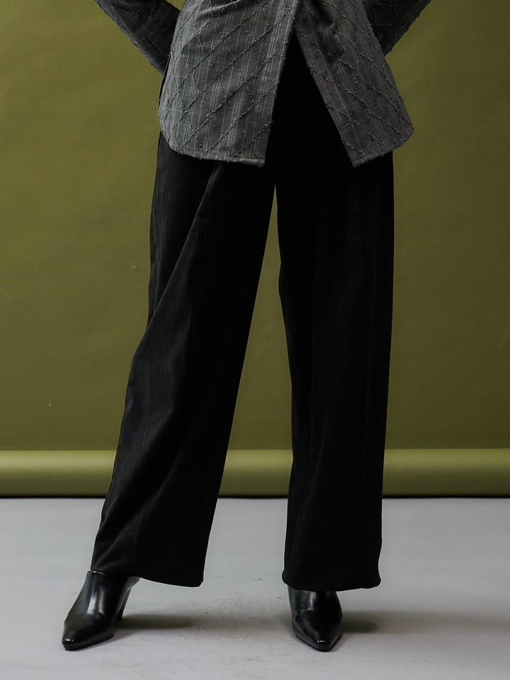 Black suede pants