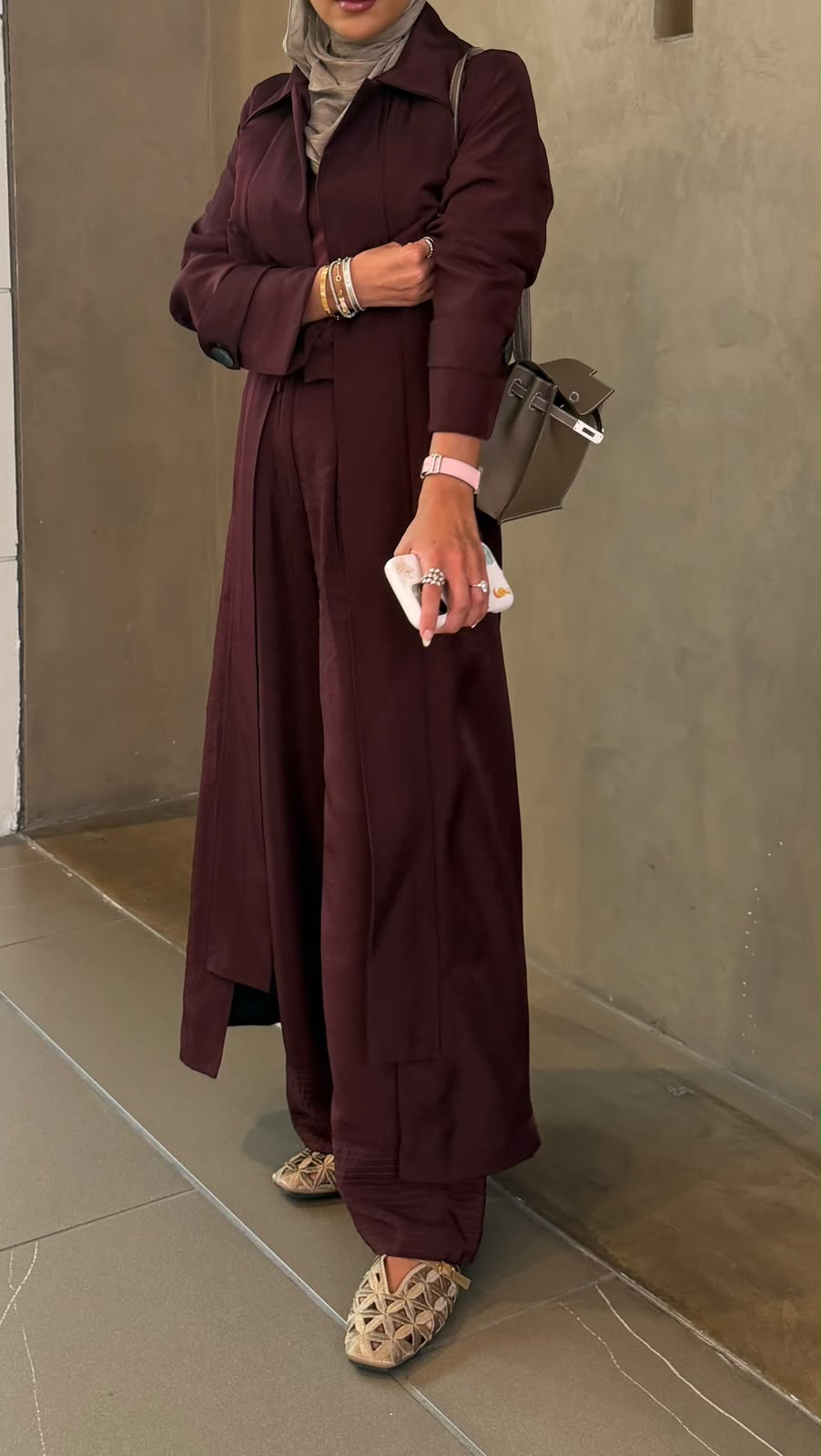 Burgundy trench Set