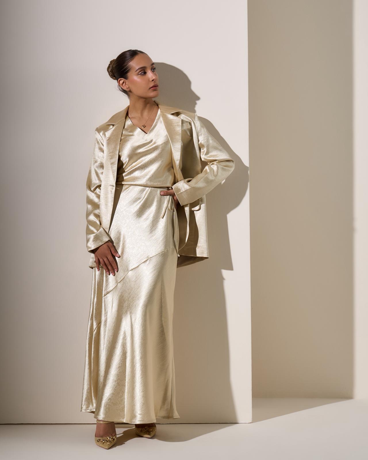 cream satin blazer