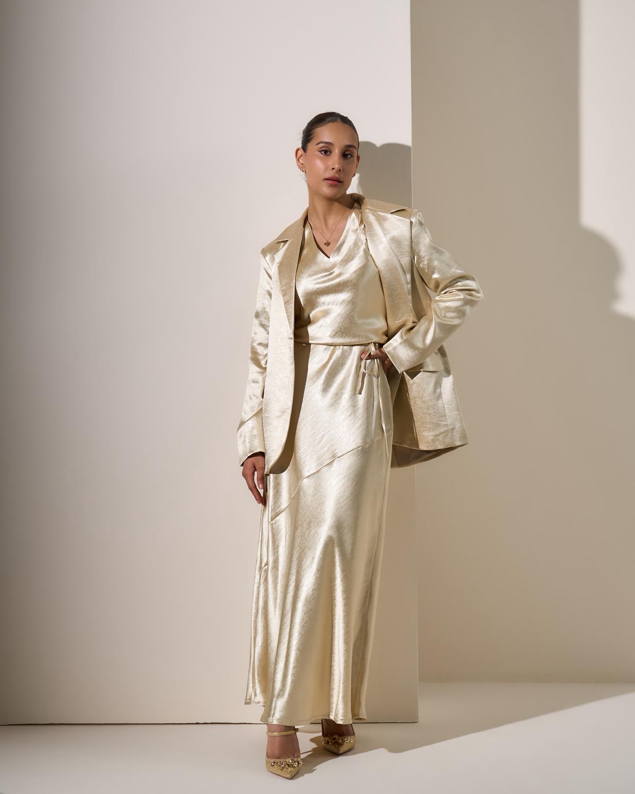 cream satin blazer