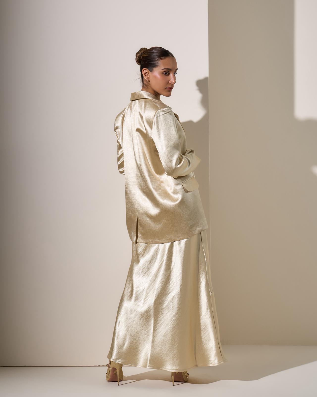 cream satin blazer