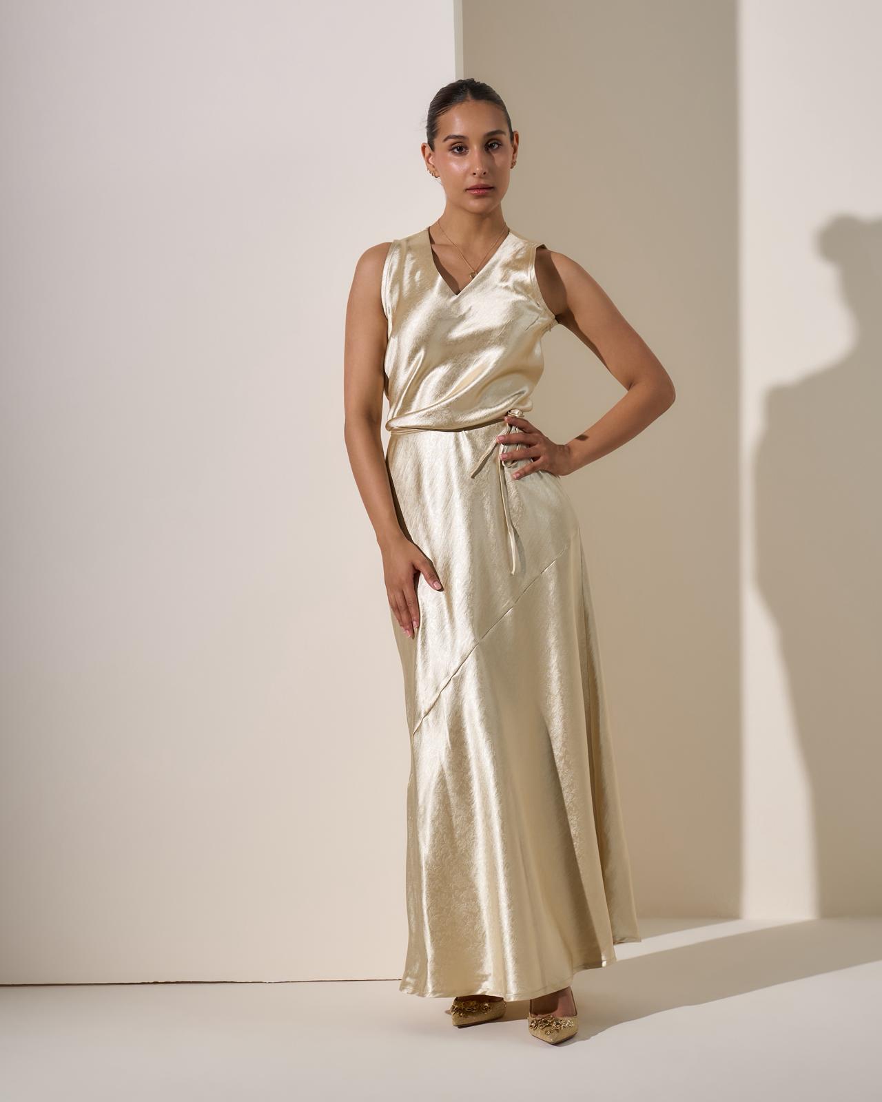 cream satin dress