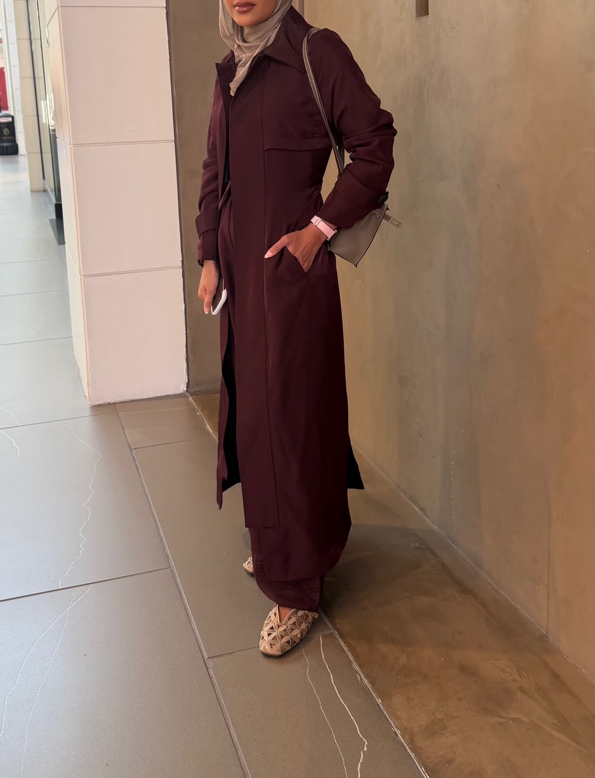 Burgundy trench Set