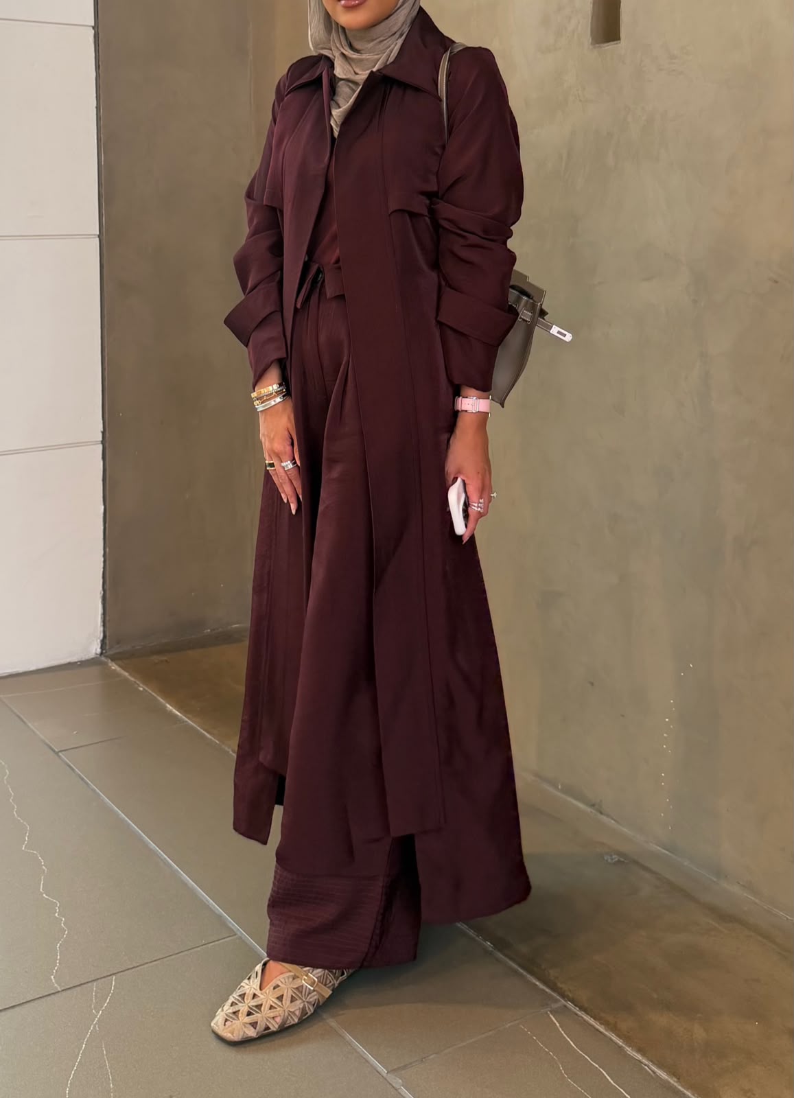 Burgundy trench Set
