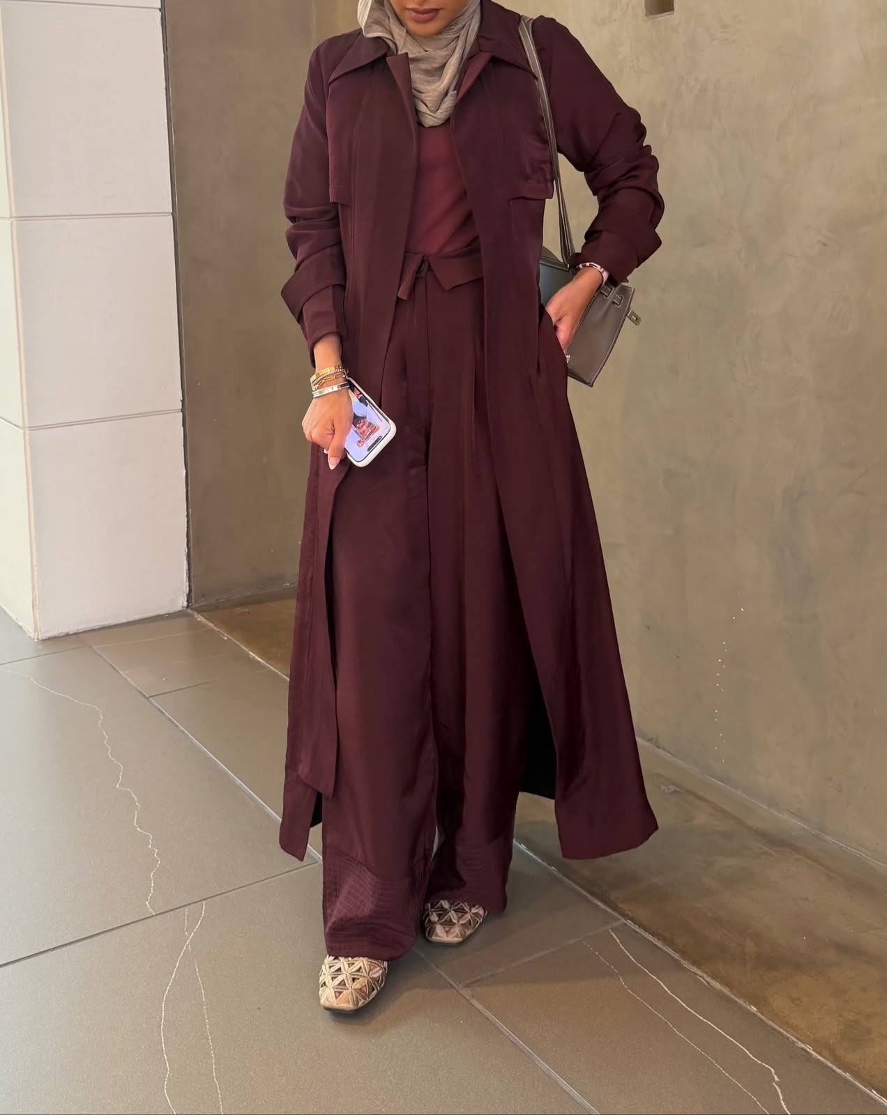 Burgundy trench Set