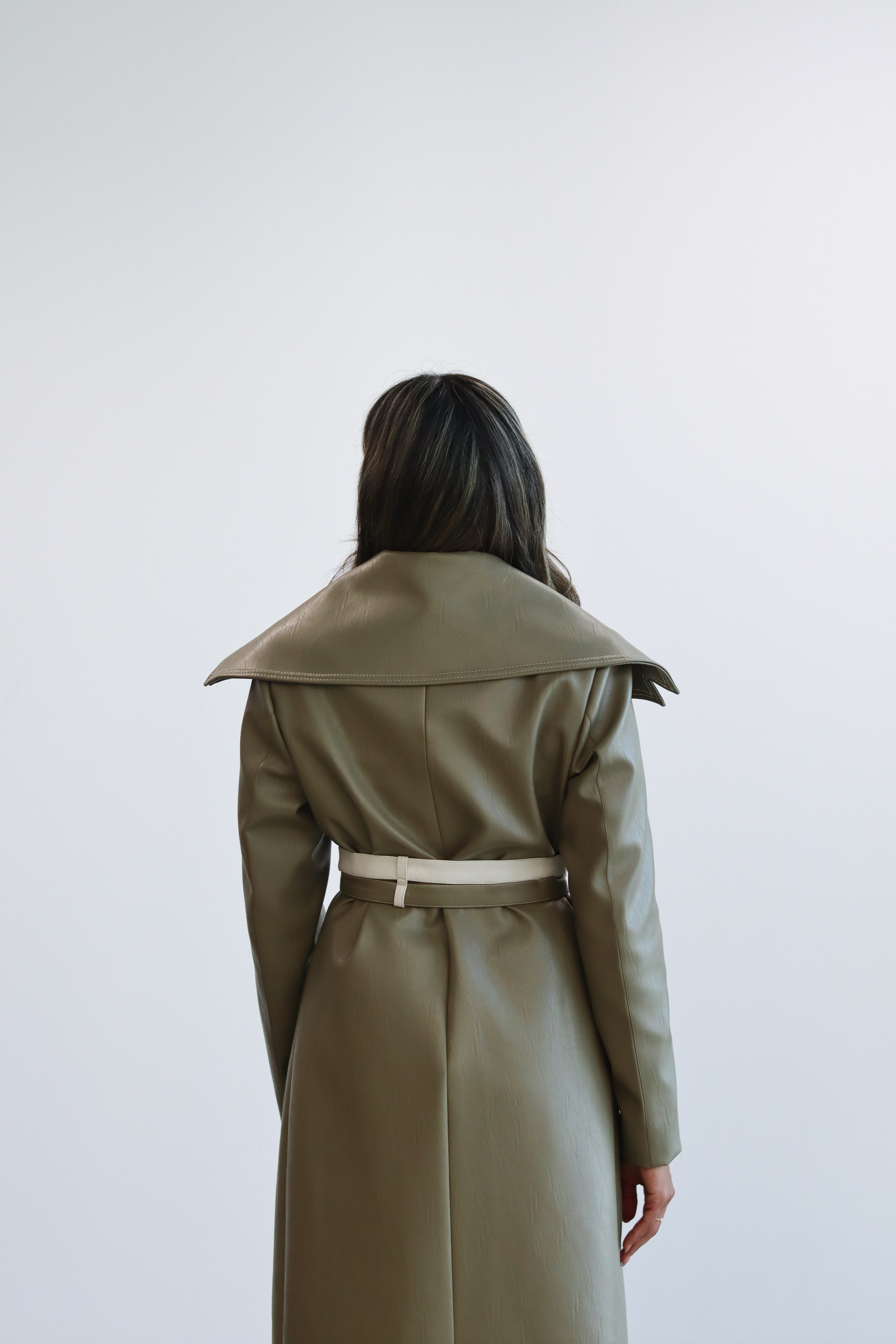Sage leather coat