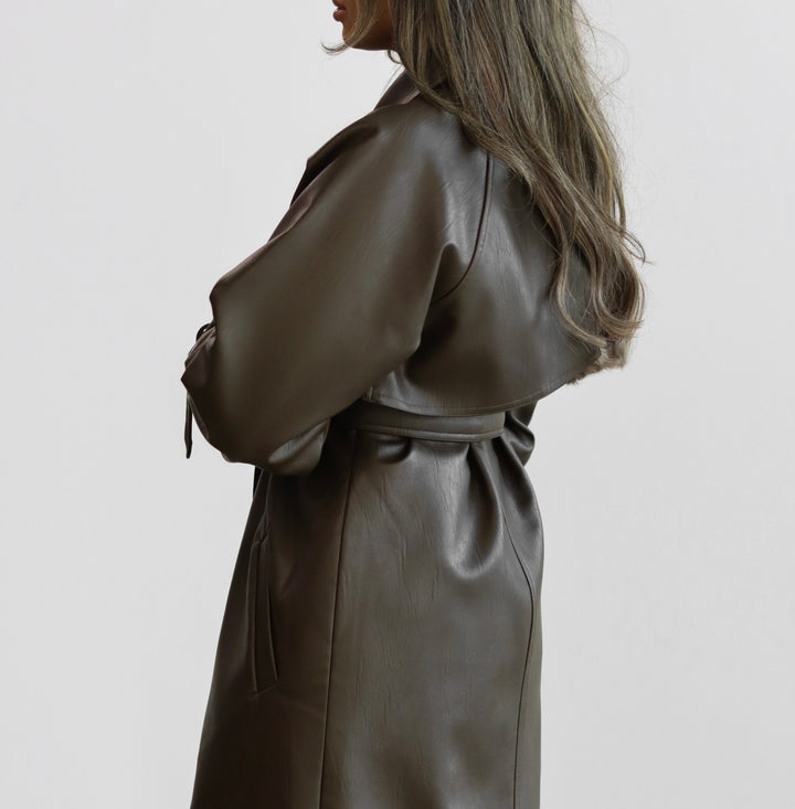 Wood leather trench